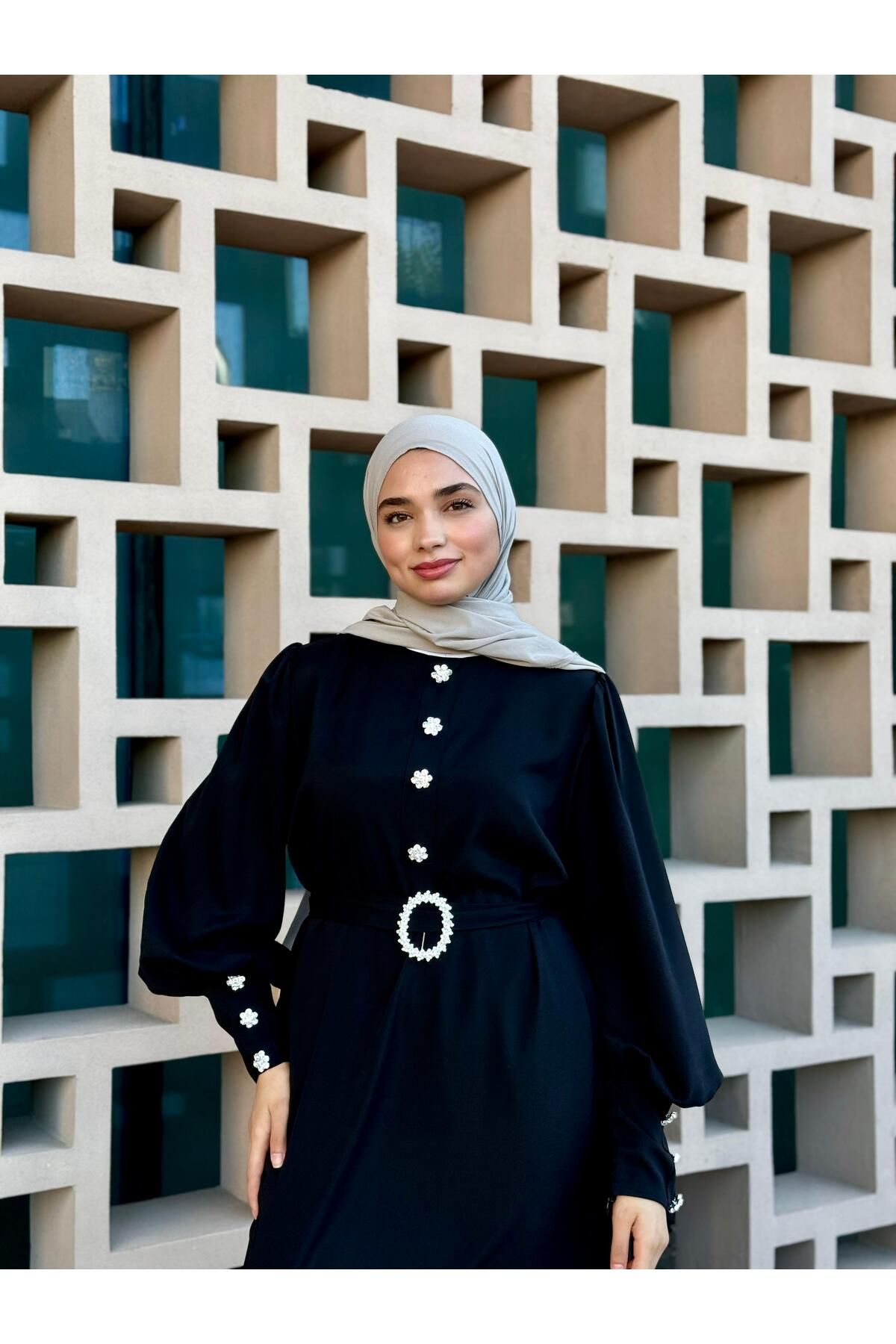 Berel Moda Kristal Taşlı Abaya