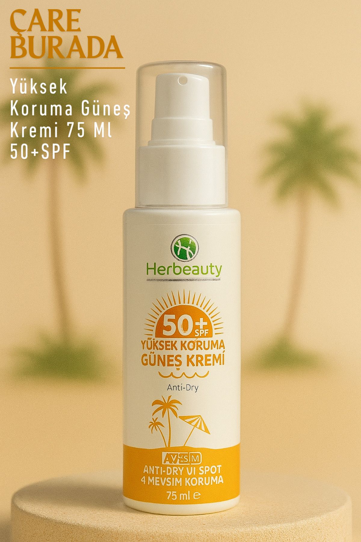 Çare Burada Herbeauty - Güneş Koruyucu Krem 50+ SPF (Panthenol, Hyaluronic Acid)