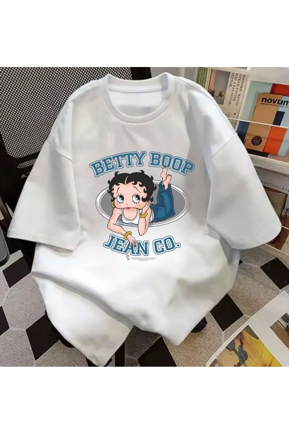1blood Betty Boop Baskılı Unisex Oversize T-shirt