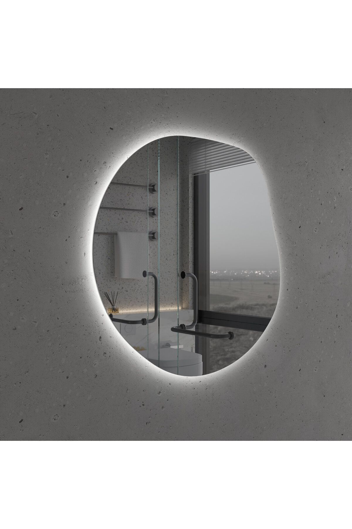 Aypars Atölye Asimetrik LED Duvar Aynası – Aydınlatmalı Modern Banyo Tasarım Ayna
