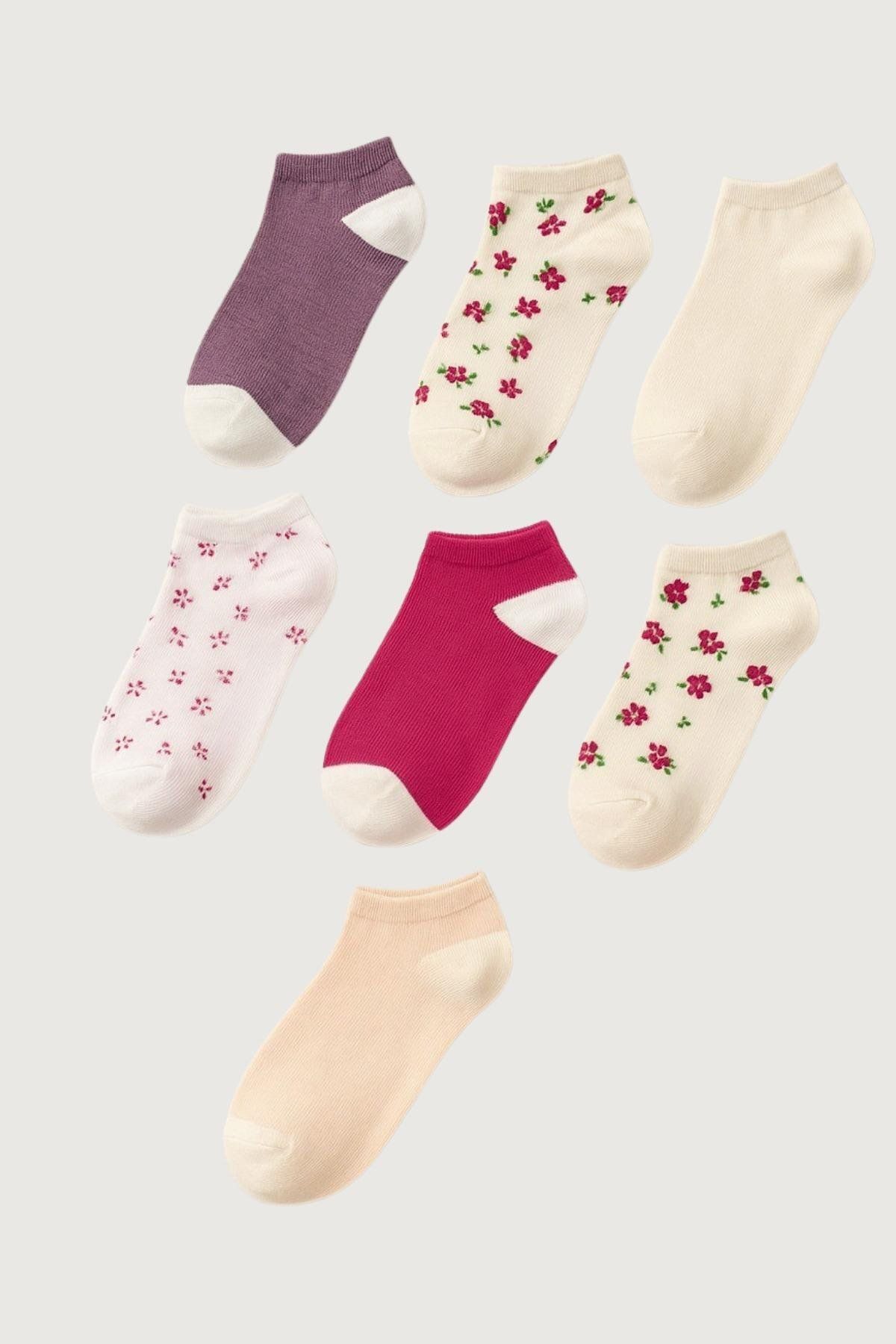 BONY SOCKS 12401G2072 7PCK KADIN KARIŞIK STEP ÇORAP ÇOK RENKLİ
