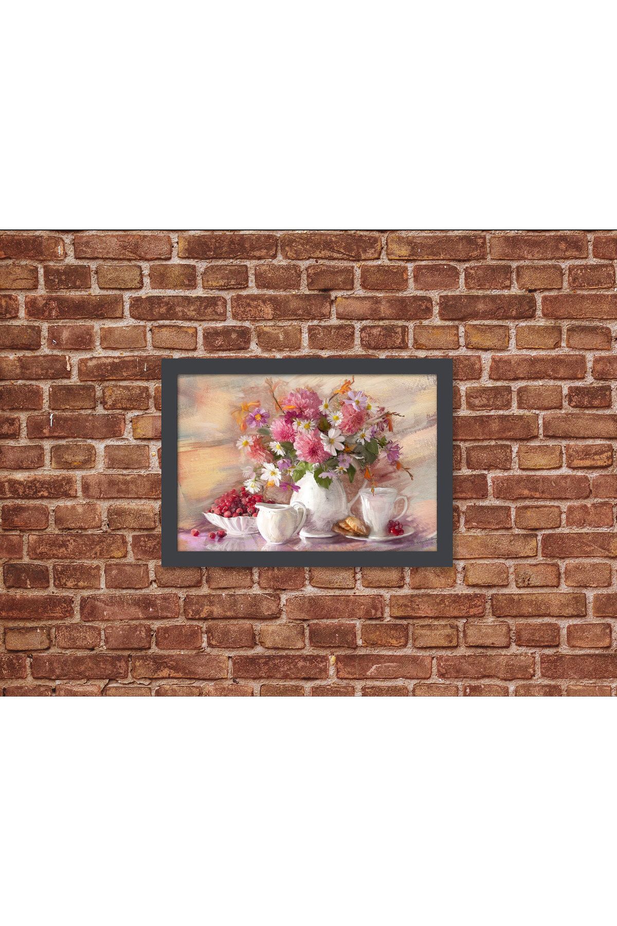 Letbil Reklam Ahşap Kendinden Çerçeveli Tablo - Bahar Esintisi – Yağlı Boya Natürmort Tablo, Standart - 20x28cm