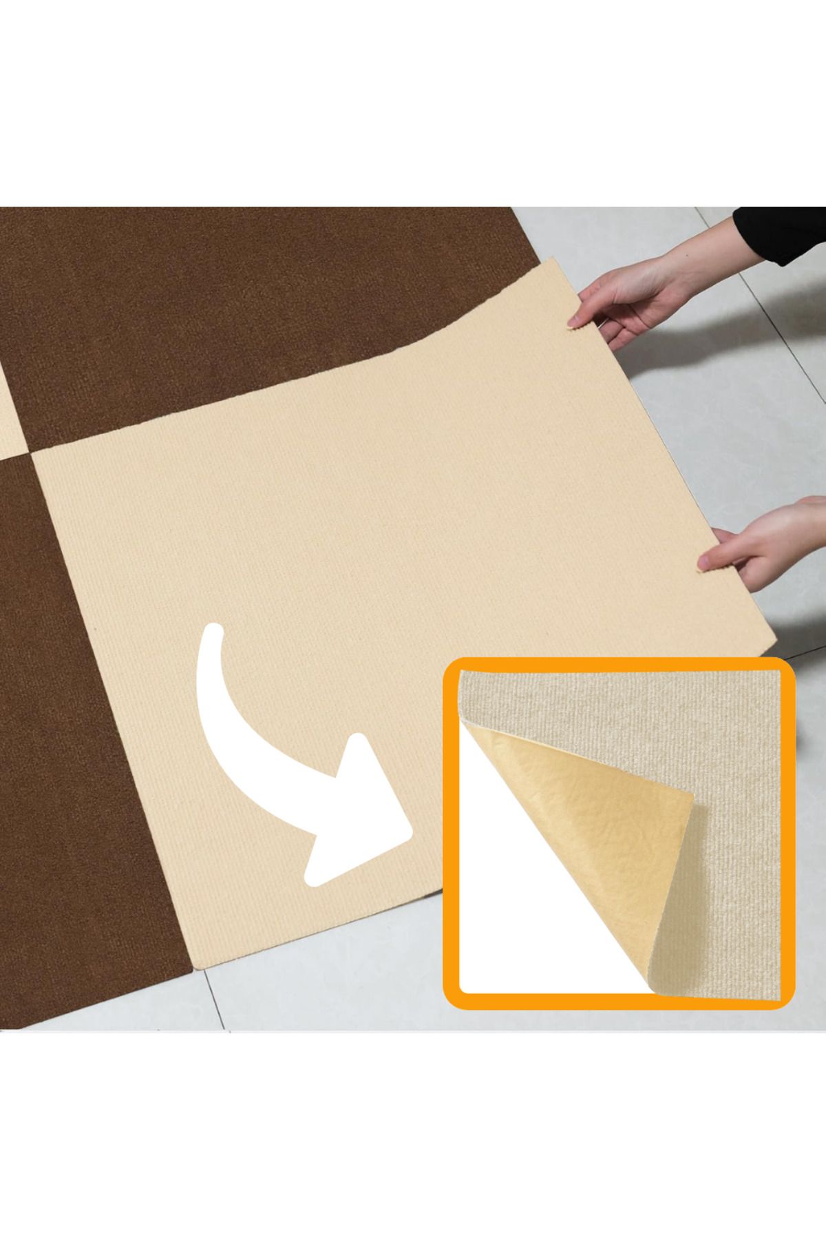 BEYLİNİ Kendinden Yapışkanlı Halıfleks Keçe Kaymaz Ev Tekne Ofis Yat Denizlicik Marina Karo Halısı 40x40 CM