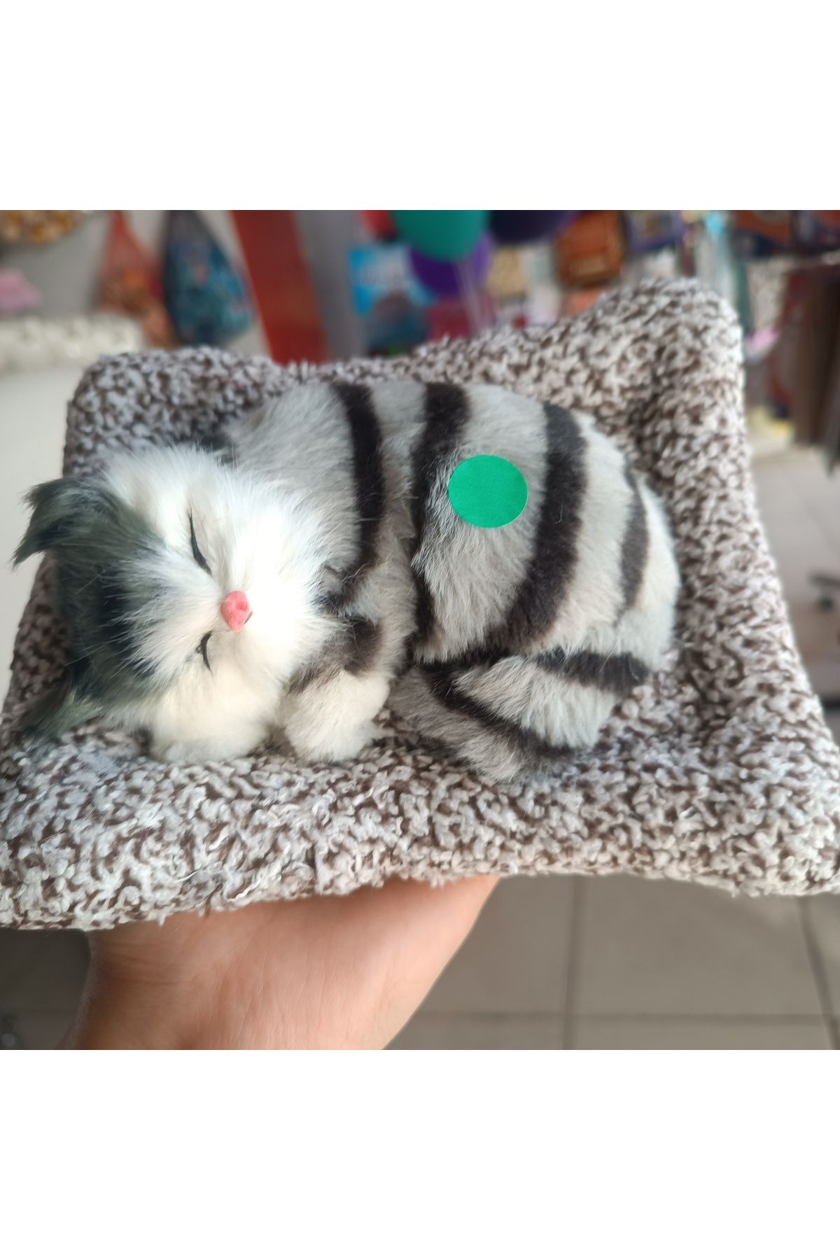 Store Miyavlayan Yavru Kedi Minderli Sesli Uyuyan Kedi