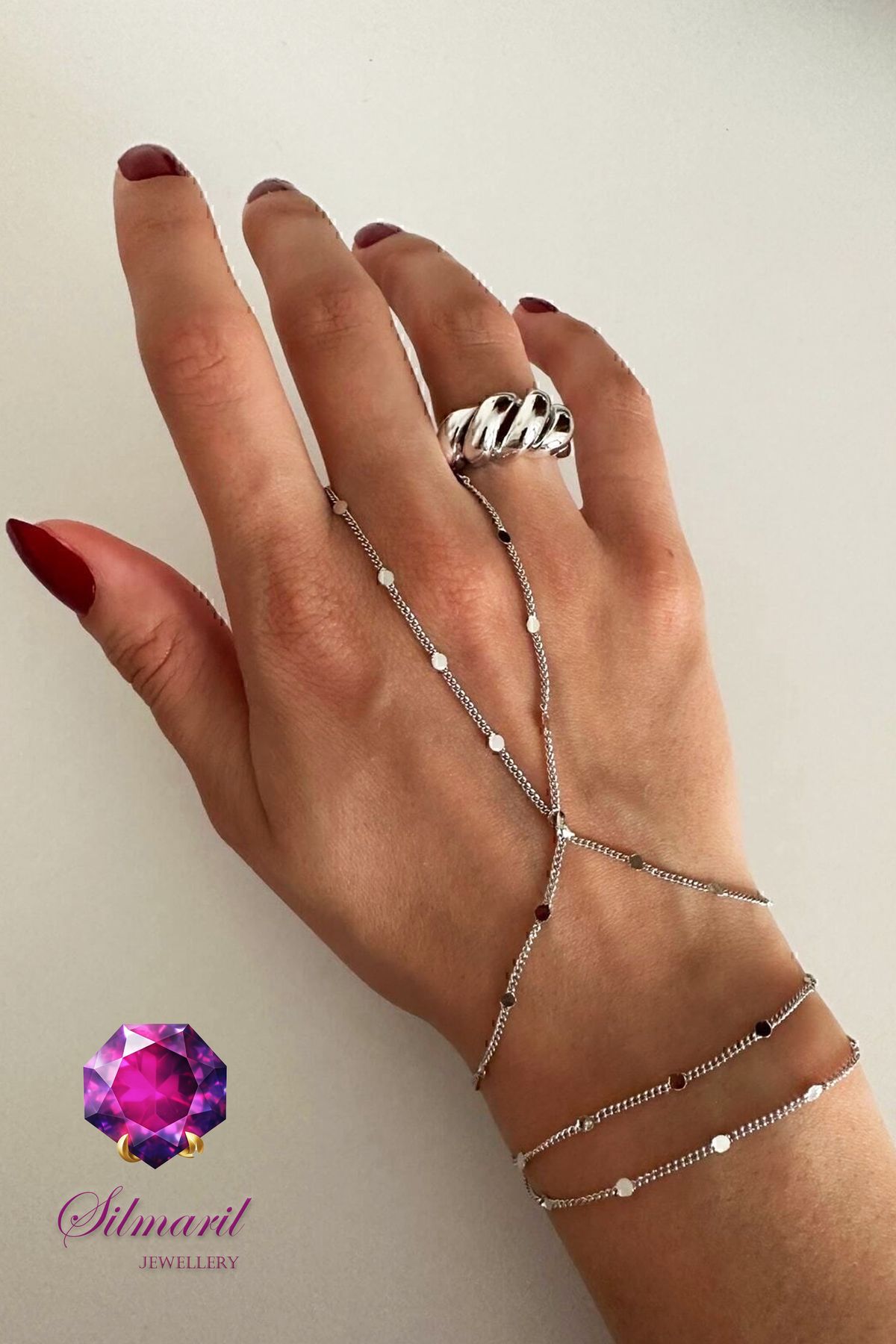 Silmaril Store Paslanmaz Çelik Gümüş Şahmeran – Pullu İnce Zincir, 316L Stainless Steel
