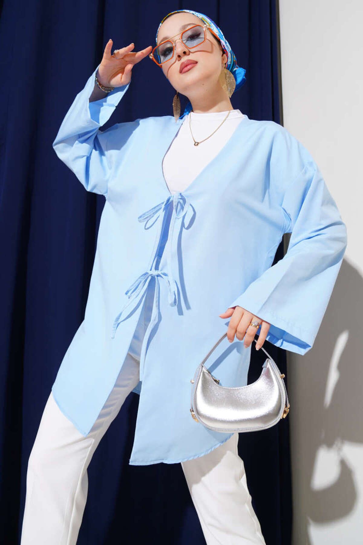 VOLT CLOTHİNG Çift Bağcıklı Poplin Kimono