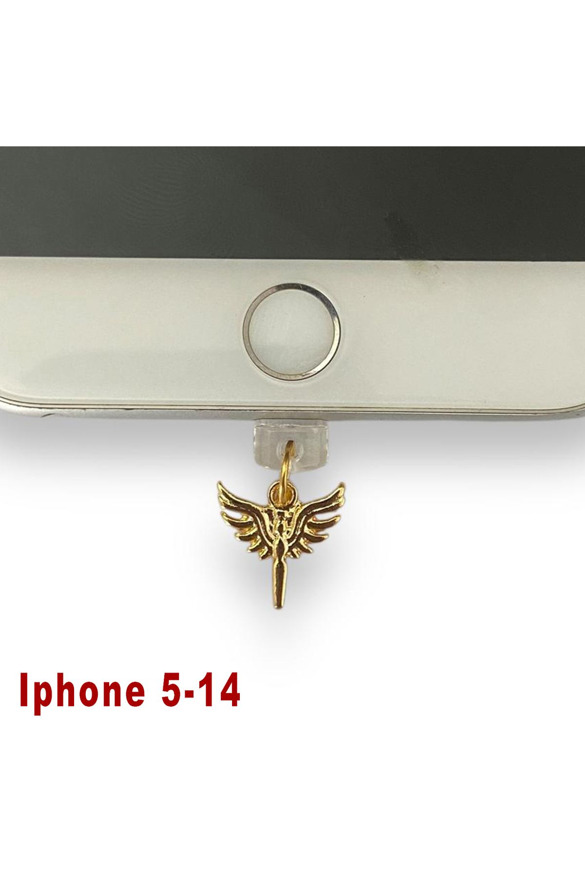 BK Design Iphone 5-14 Çelik Takı Figürlü Telefon Şarj Portu Toz Tıpası Toz Tıkacı Charm IPGL6007