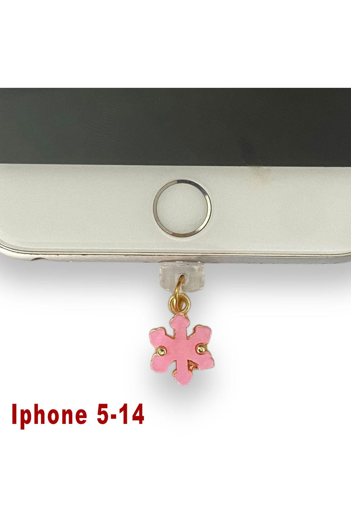 BK Design Iphone 5-14 Çelik Takı Figürlü Telefon Şarj Portu Toz Tıpası Toz Tıkacı Charm IPGL6009