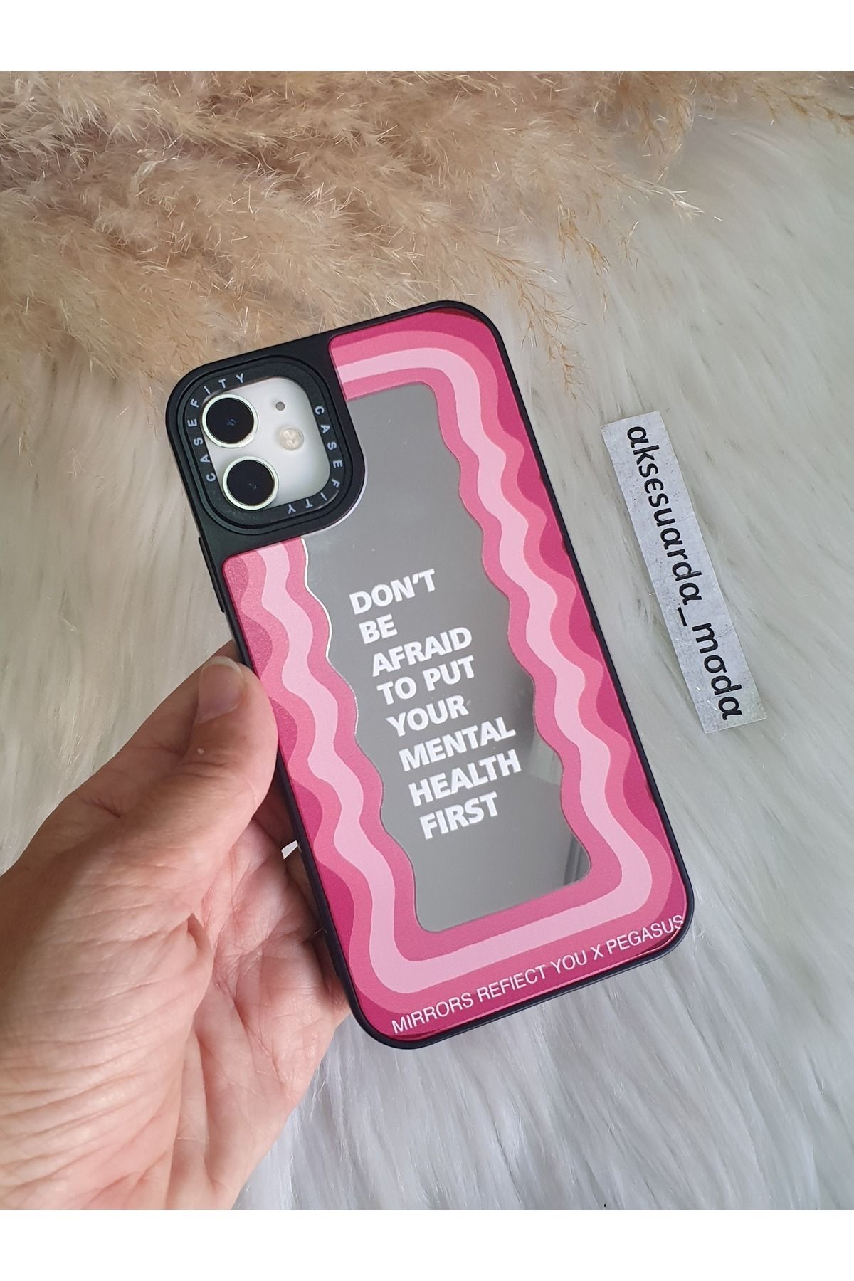 ZB Aksesuarda Moda İphone 12 - 12 PRO Uyumlu Aynalı Baskılı Dalgalı Kılıf
