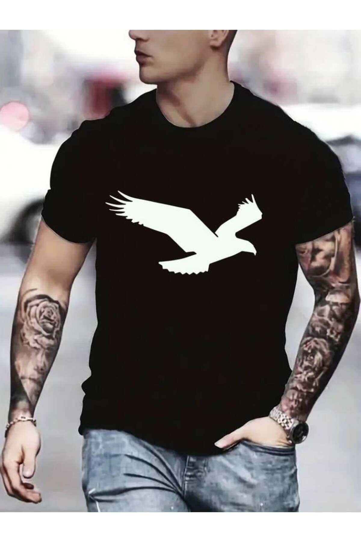 modamtn Erkek Kartal Baskılı Süprem T-shirt