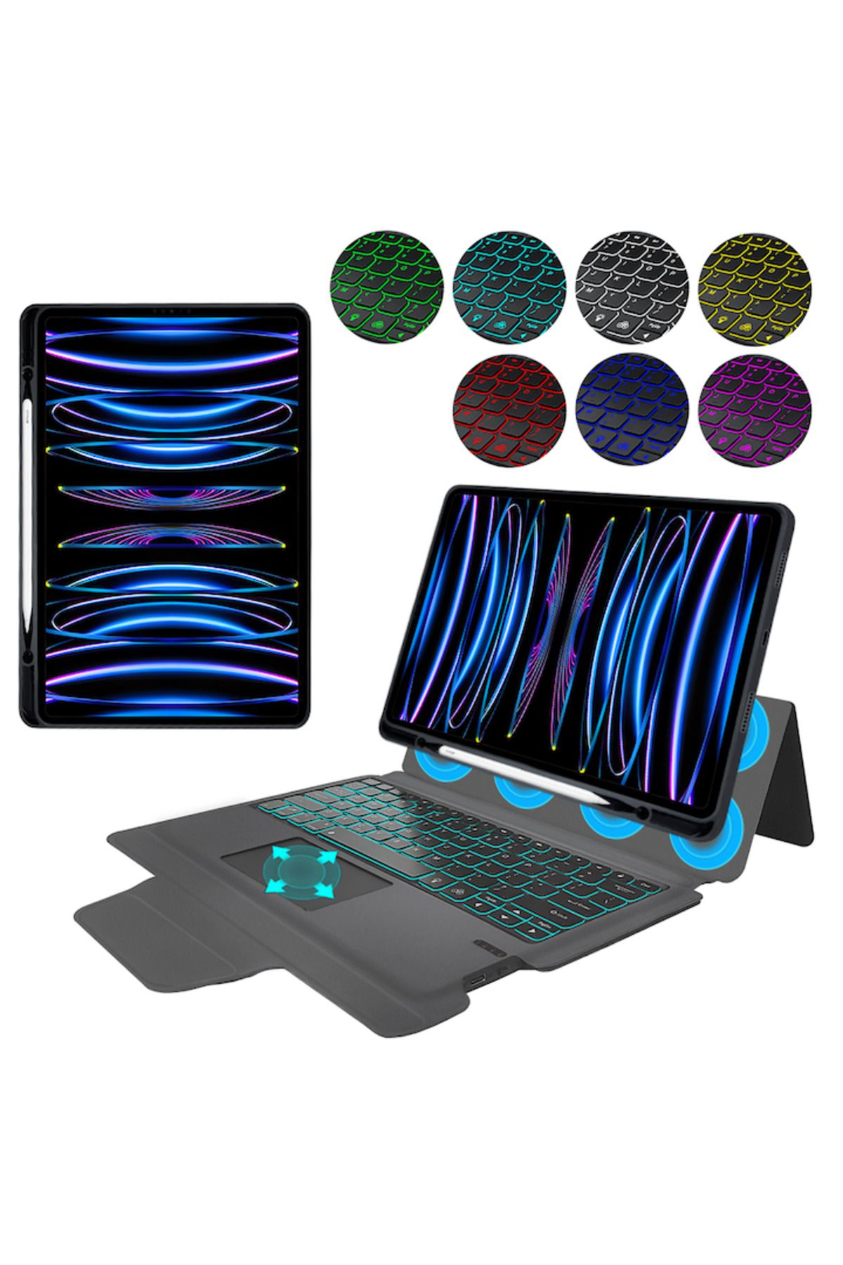Petite Tuds-Protective Case with Keyboard for iPad Pro 12.9 2018/2020/2021/2022/Air 13 2024, Tuds Armor, KeyTab 2