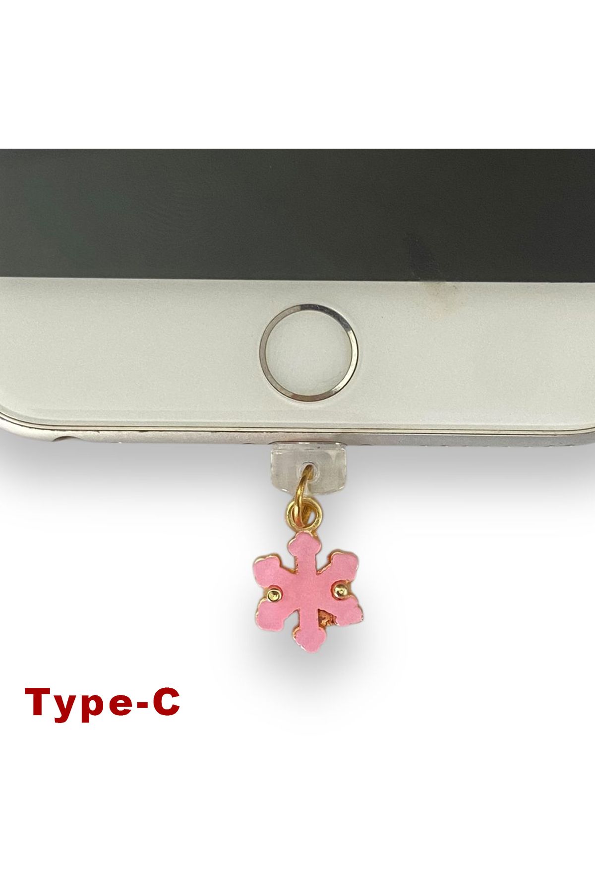 BK Design Type-C Çelik Takı Figürlü Telefon Şarj Portu Toz Tıpası Toz Tıkacı Charm TCGL5009
