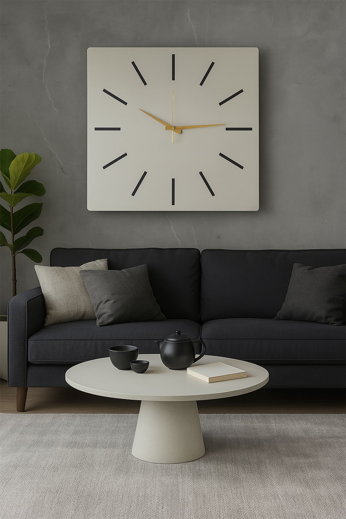 viftam Dekoratif Duvar Modern Saati Pleksi Aynallı Saat 50cm*