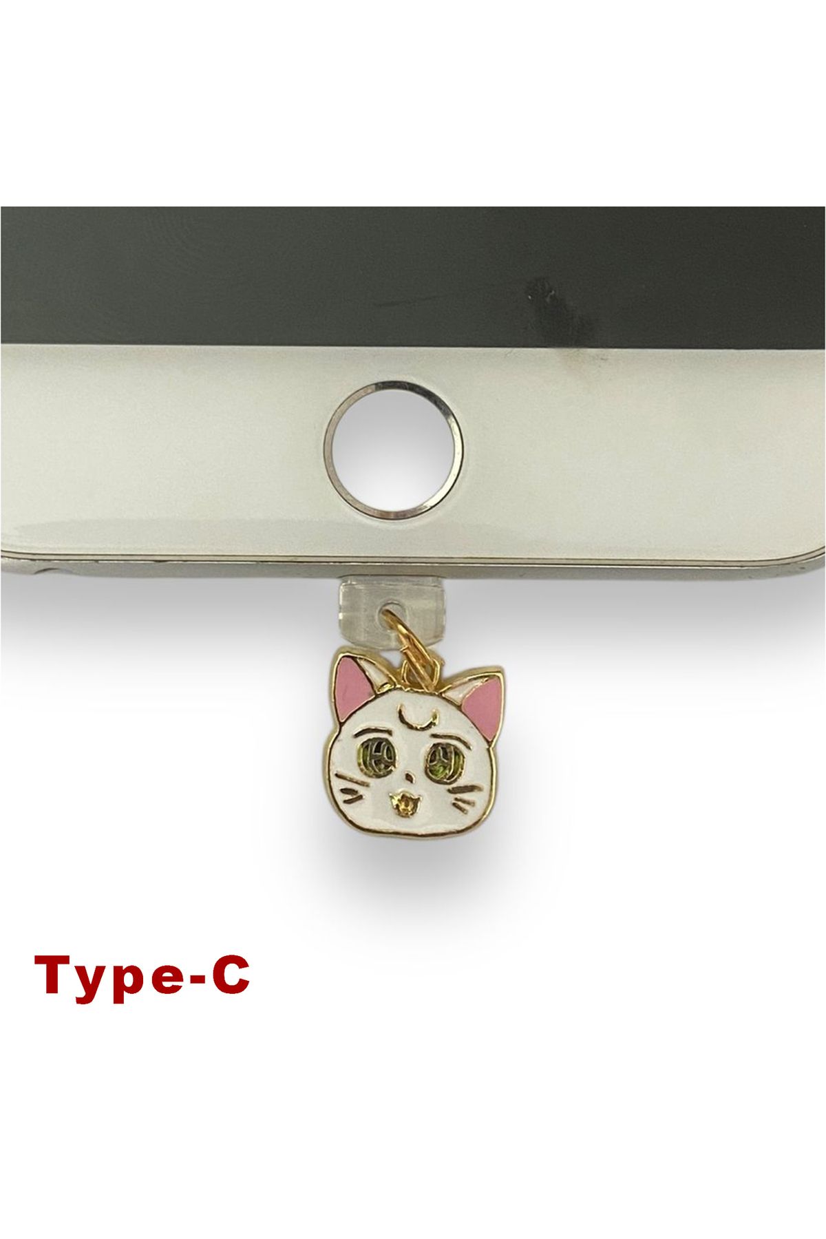 BK Design Type-C Çelik Takı Figürlü Telefon Şarj Portu Toz Tıpası Toz Tıkacı Charm TCGL5006