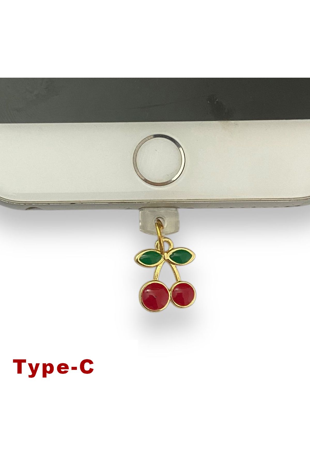 BK Design Type-C Çelik Takı Figürlü Telefon Şarj Portu Toz Tıpası Toz Tıkacı Charm TCGL5004