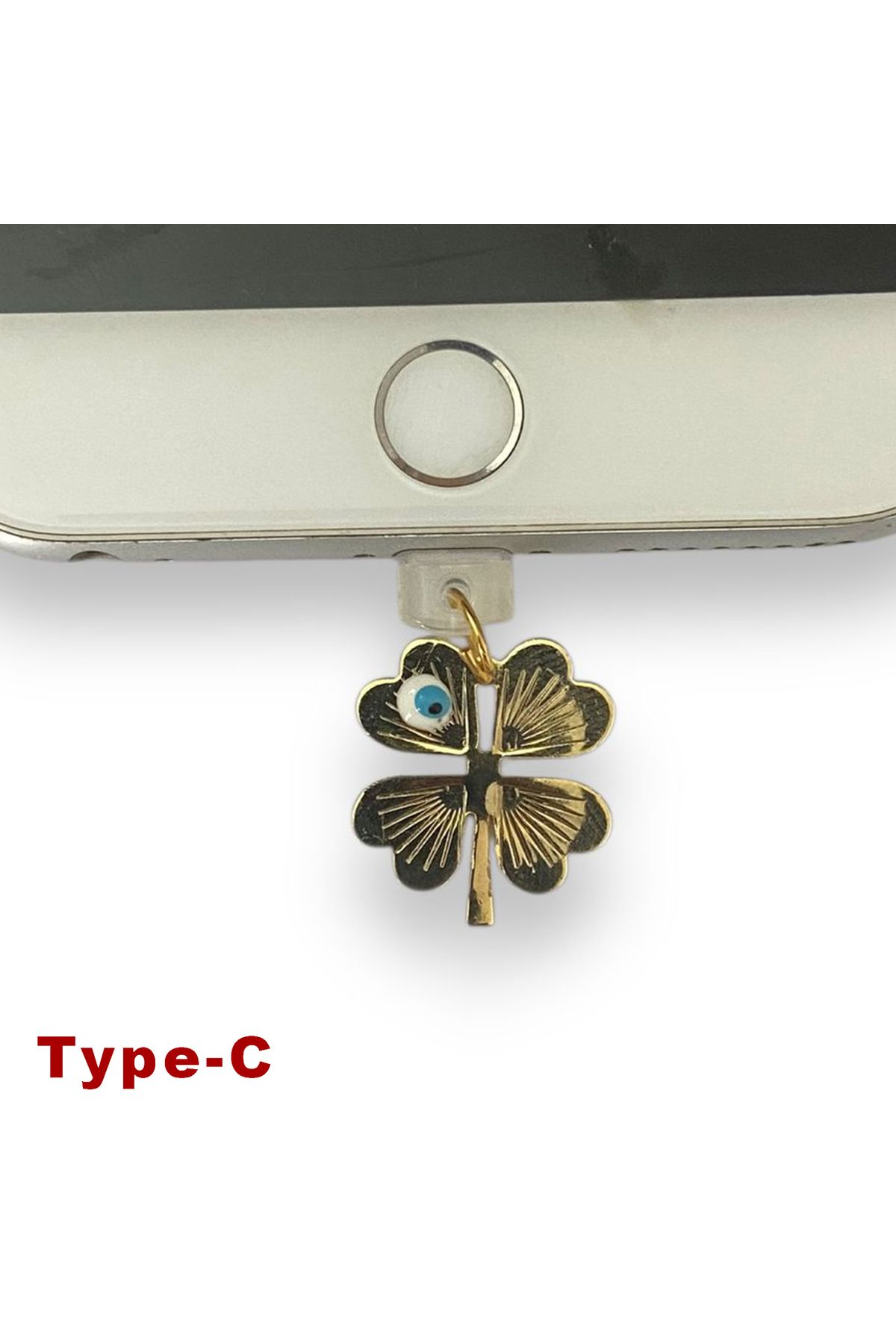 BK Design Type-C Çelik Takı Figürlü Telefon Şarj Portu Toz Tıpası Toz Tıkacı Charm TCGL5001