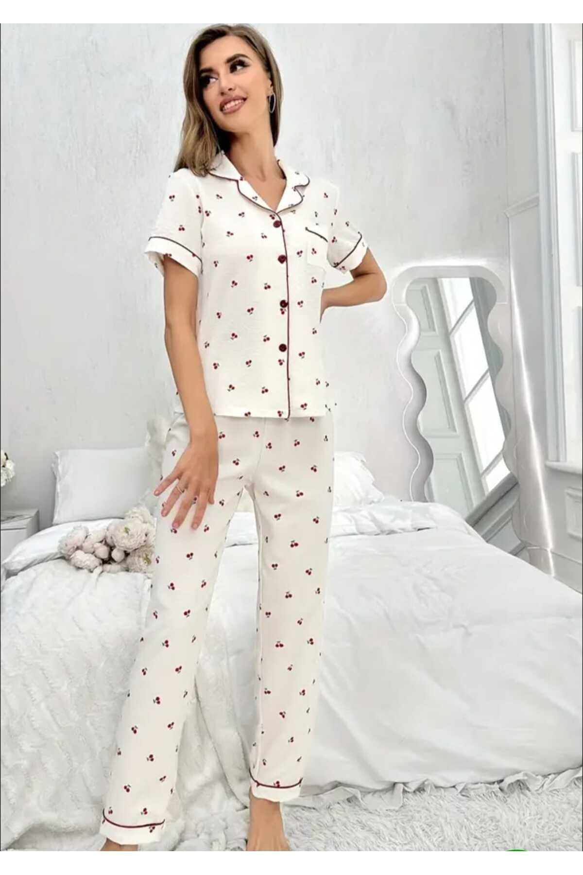 ÇEÇEN HOME Kiraz desenli pijama takımı