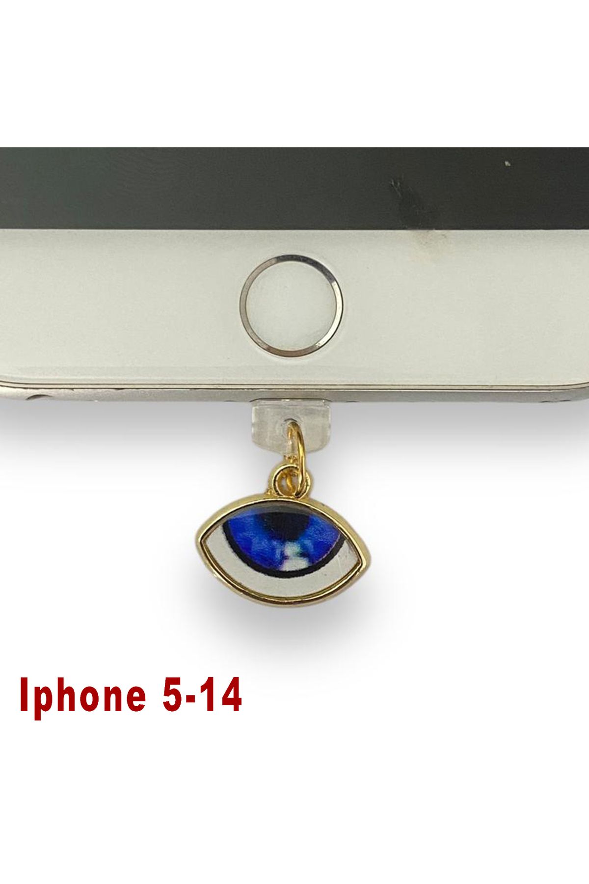 BK Design Iphone 5-14 Çelik Takı Figürlü Telefon Şarj Portu Toz Tıpası Toz Tıkacı Charm IPGL6014