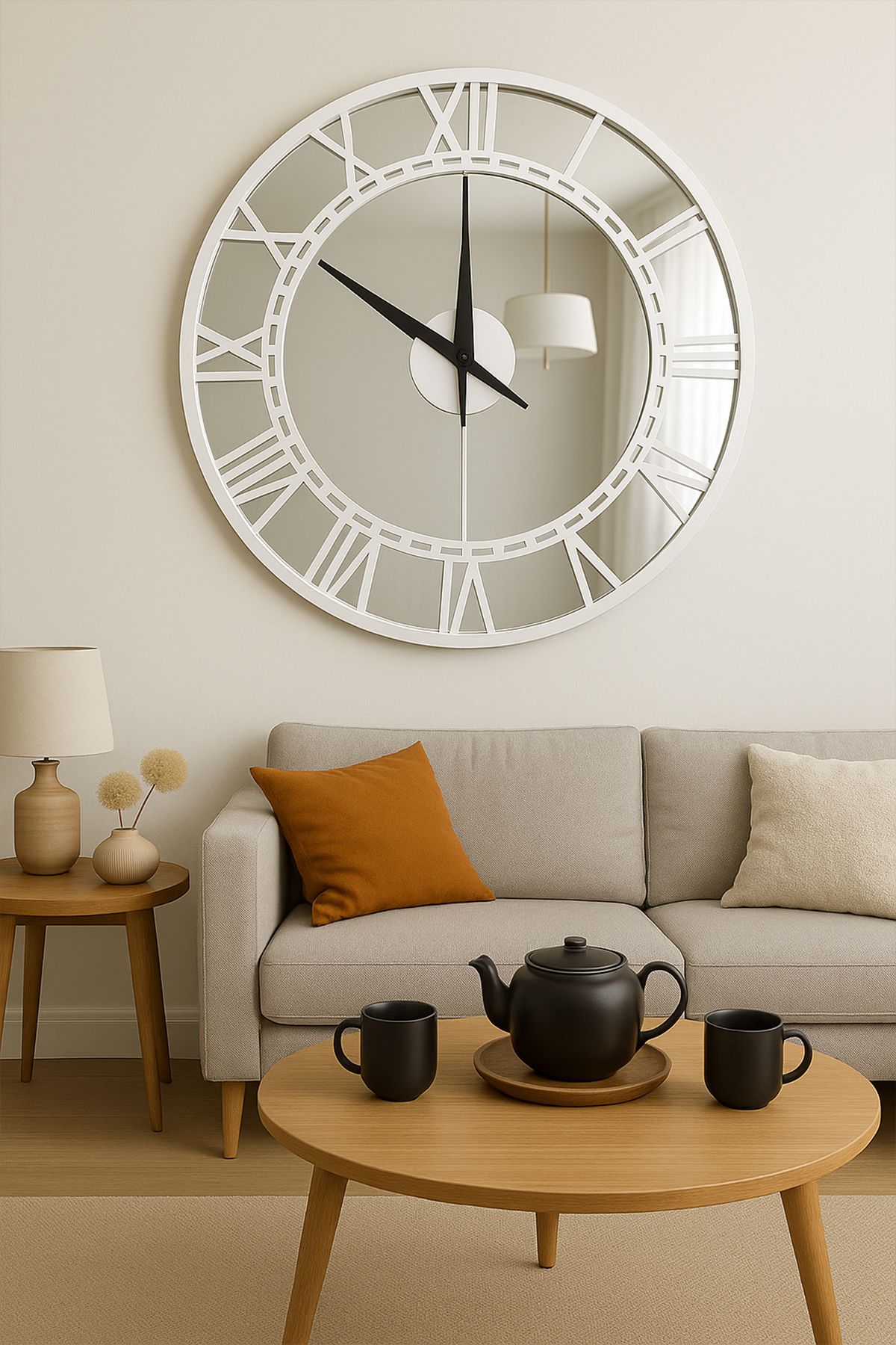 viftam Dekoratif Duvar Modern Saati Pleksi Aynallı Saat 50cm*