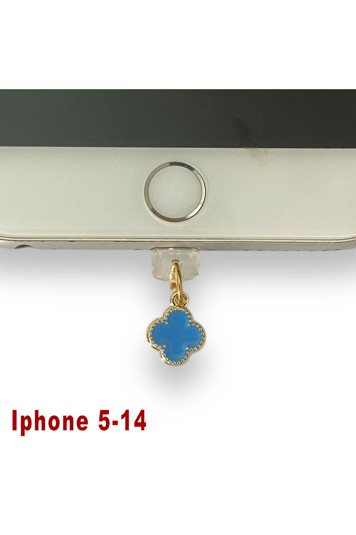 BK Design Iphone 5-14 Çelik Takı Figürlü Telefon Şarj Portu Toz Tıpası Toz Tıkacı Charm IPGL6020