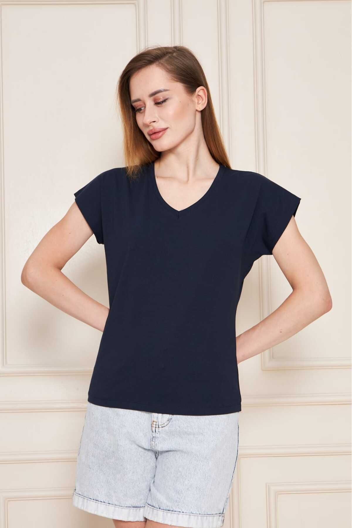 YÜKSEL IŞIK Tshirt v yaka kolsuz %100 pamuk