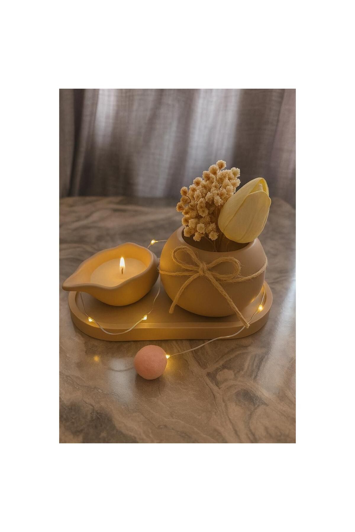candlerock 3'lü Dekoratif Set (Minik Saksı Mumluk)
