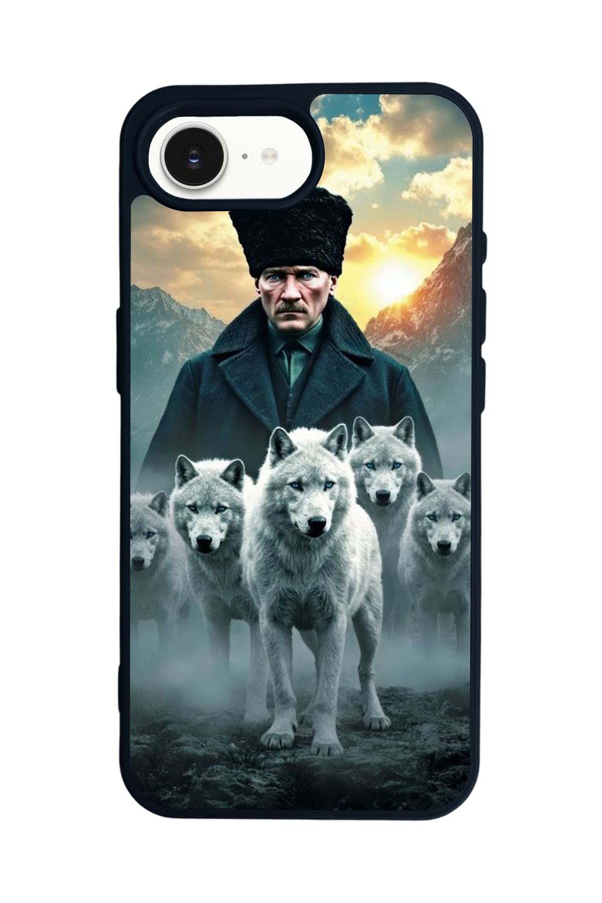 Aksel Kılıf Apple iPhone 16e Uyumlu Baskılı,Mat Siyah,Yumuşak Silikon,Koruyucu,Şok Emici Kapak,Kılıf