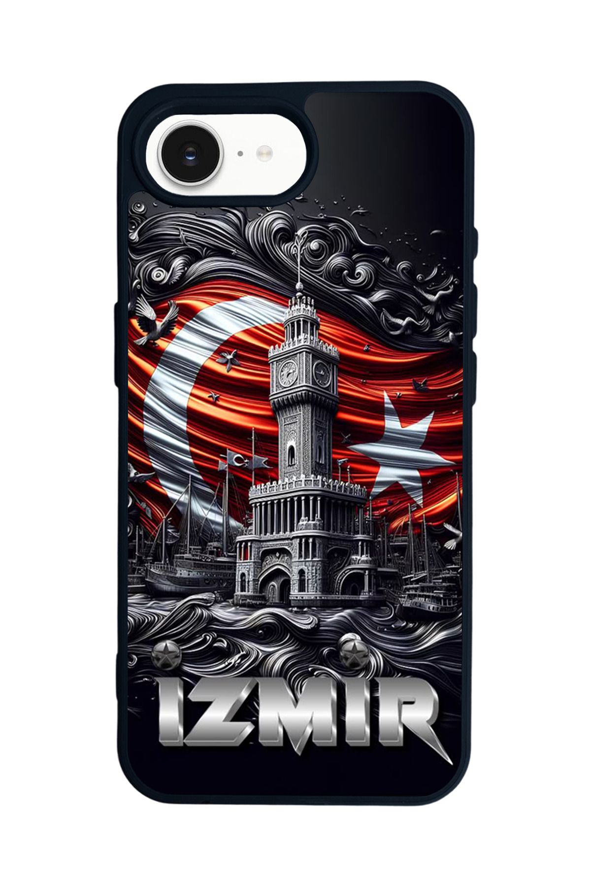 Aksel Kılıf Apple iPhone 16e Uyumlu Baskılı,Mat Siyah,Yumuşak Silikon,Koruyucu,Şok Emici Kapak,Kılıf