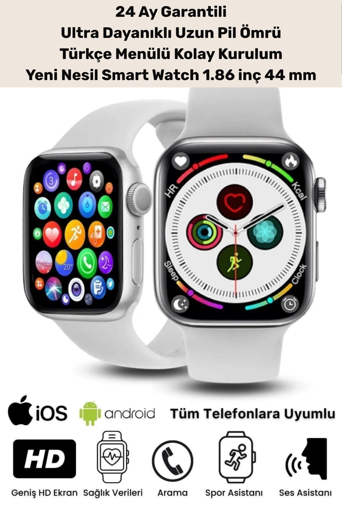 PeraNova Özel Su Geçirmez 44mm Watch 7 Ios Android Sağlık Sensörlü Bluetooth Aramalı Alarm Akıllı Saat