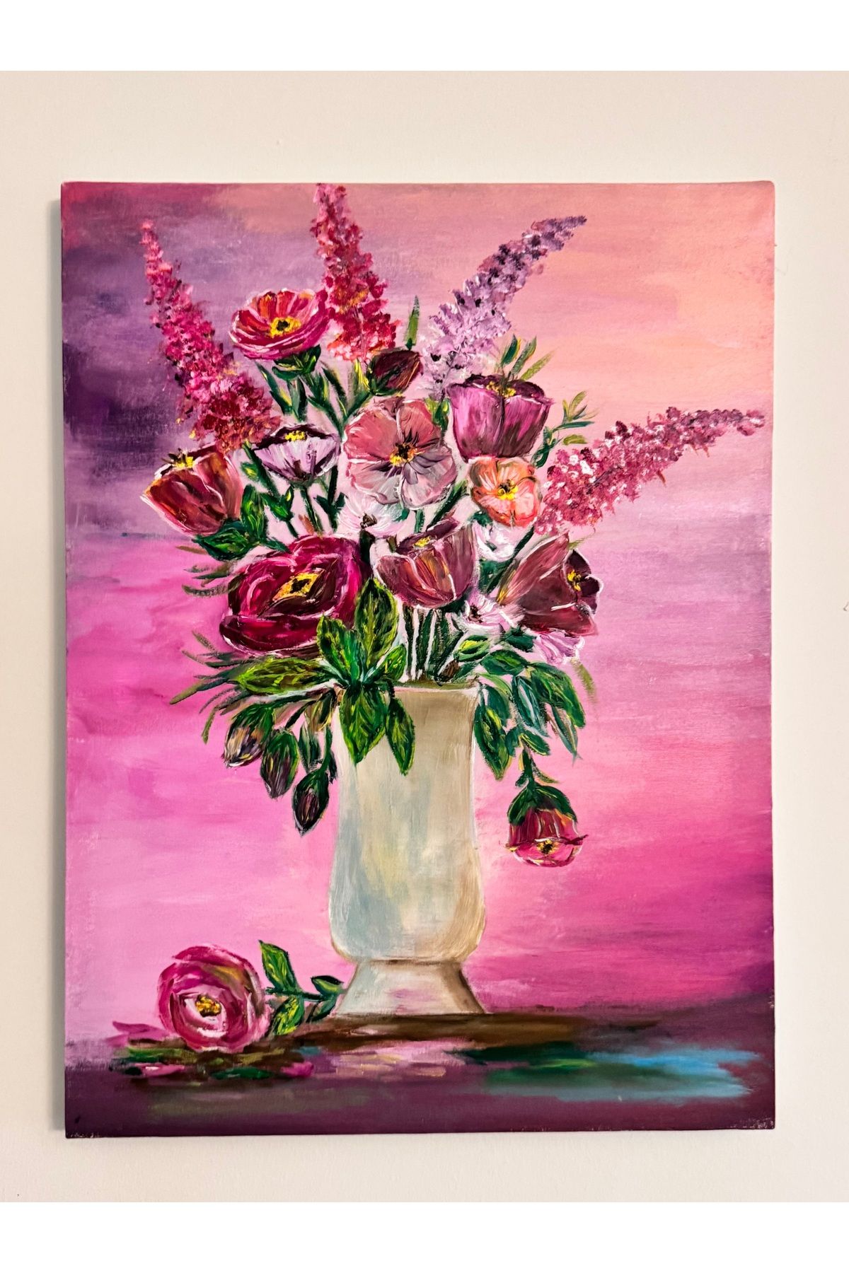 luluavizem sinem semiz Luluavizem 30x40 Gerçek Yağlıboya Tablo çiçek Konseptli Duvar Aksesuar Salon Mutfak Balkon Süs