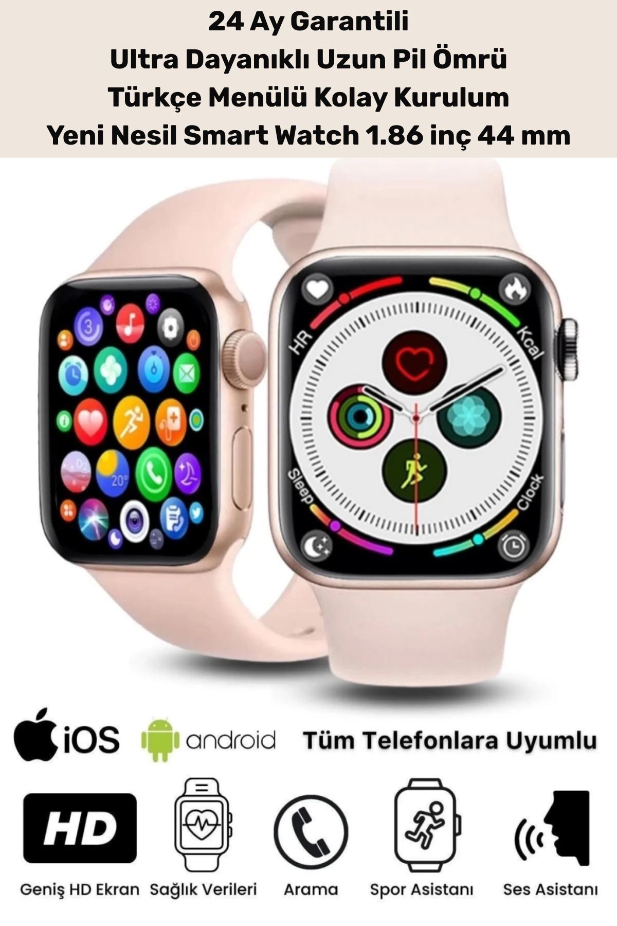 PeraNova Özel Su Geçirmez 44mm Watch 7 Ios Android Sağlık Sensörlü Bluetooth Aramalı Alarm Akıllı Saat