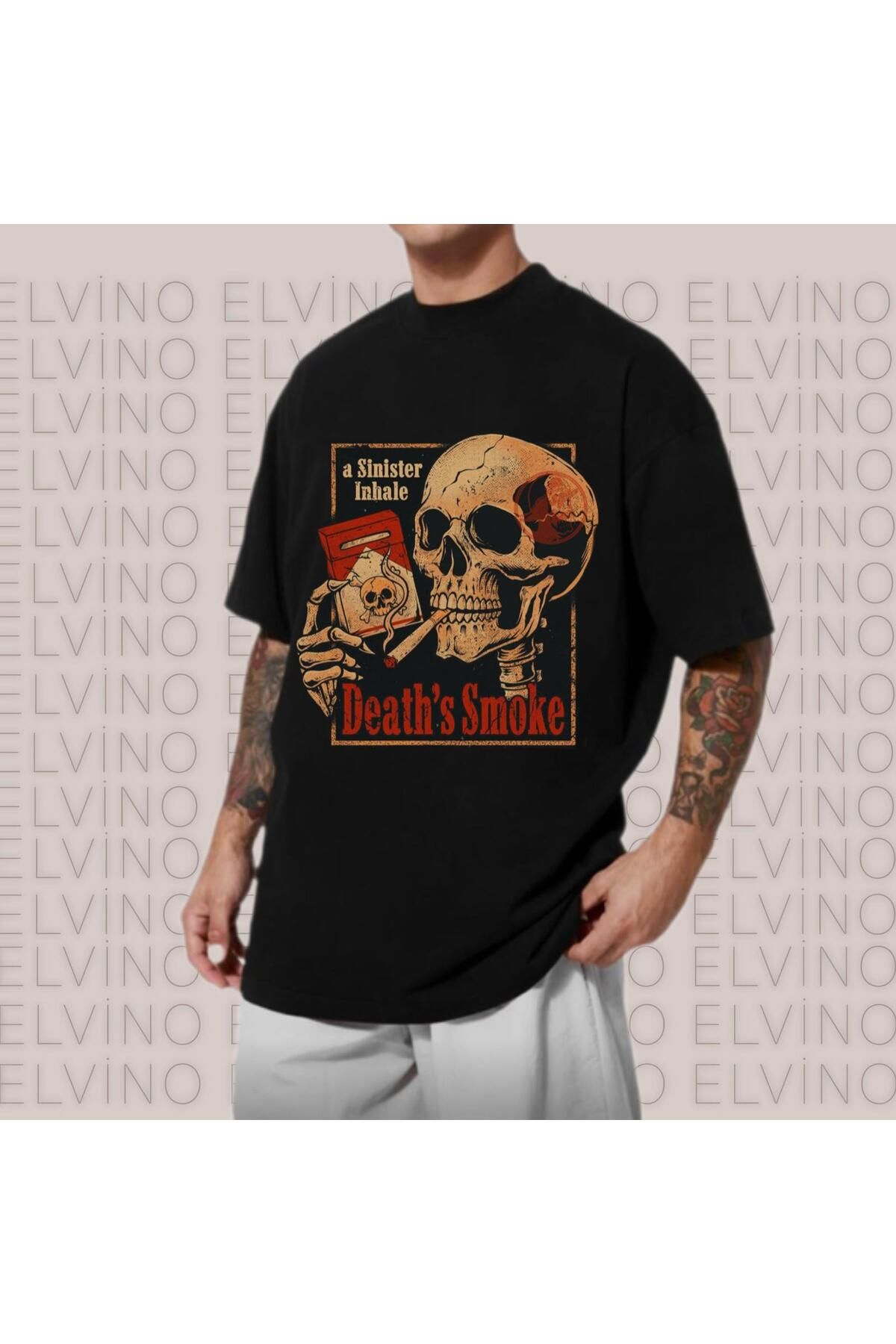 Elvino Yeni Tasarım Baskılı Oversize Unisex Kadın/Erkek Bisiklet Yaka Pamuklu Tshirt