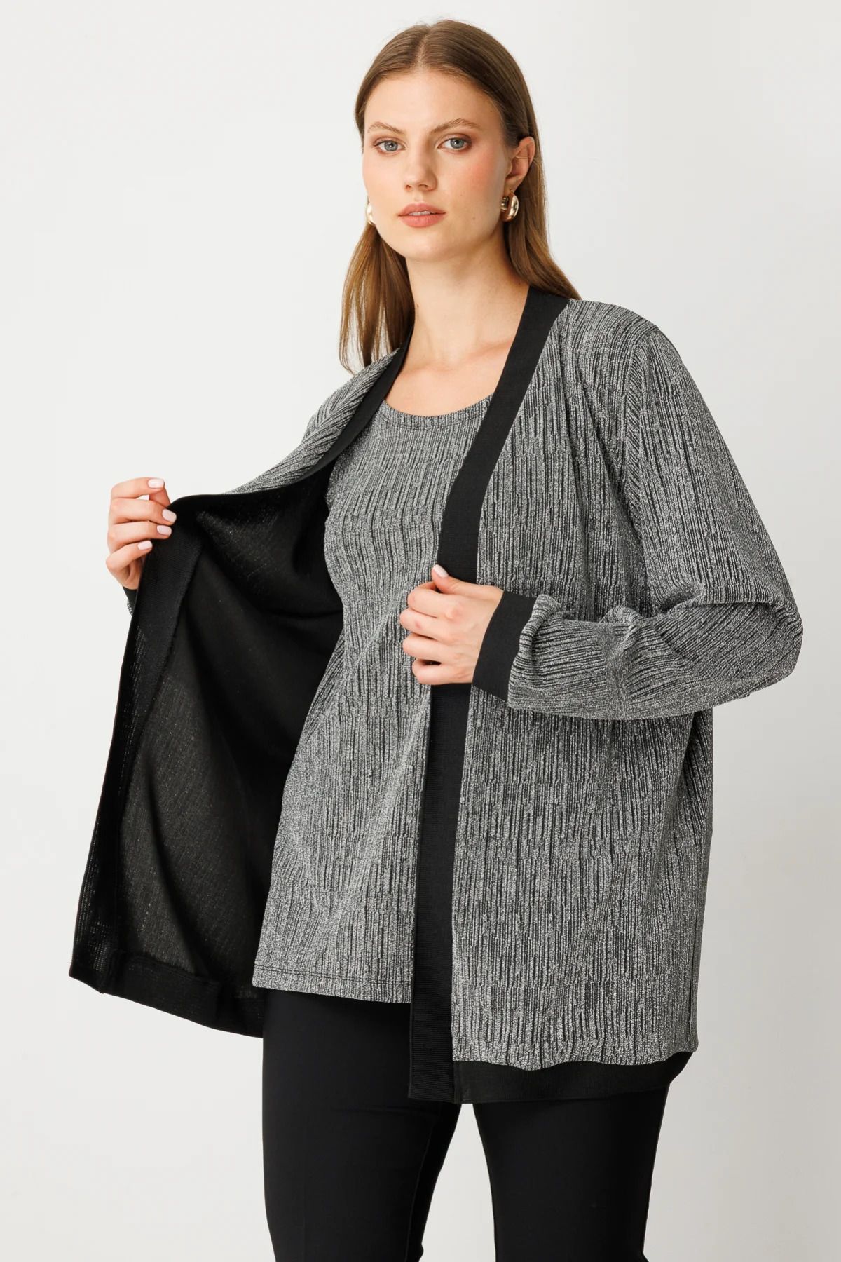 On Fashion On İç Atletli Simli Hırka-51902