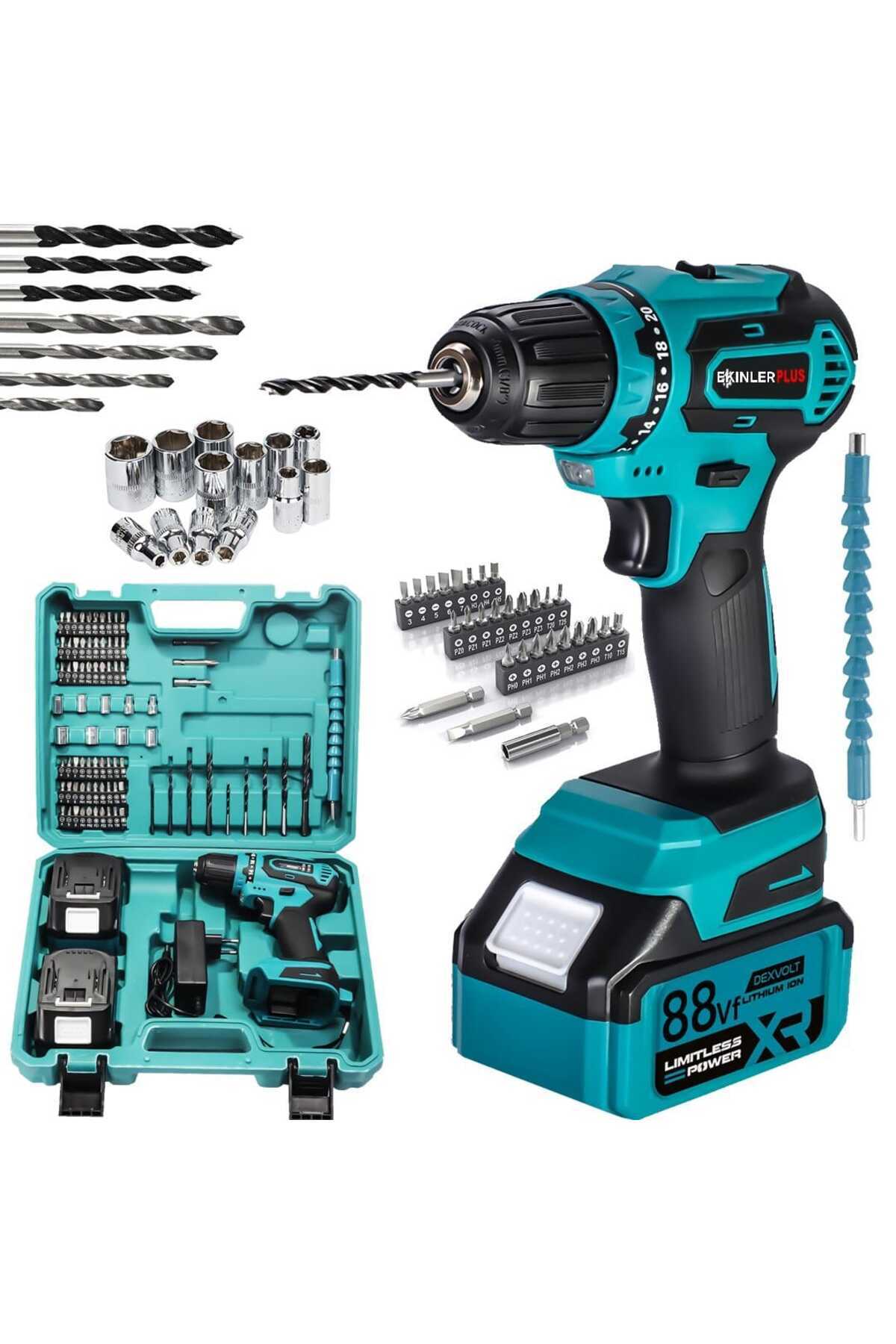 ekinler el aletleri Kömürsüz 88Vf Akülü Kömürsüz 82 Parça Vidalama