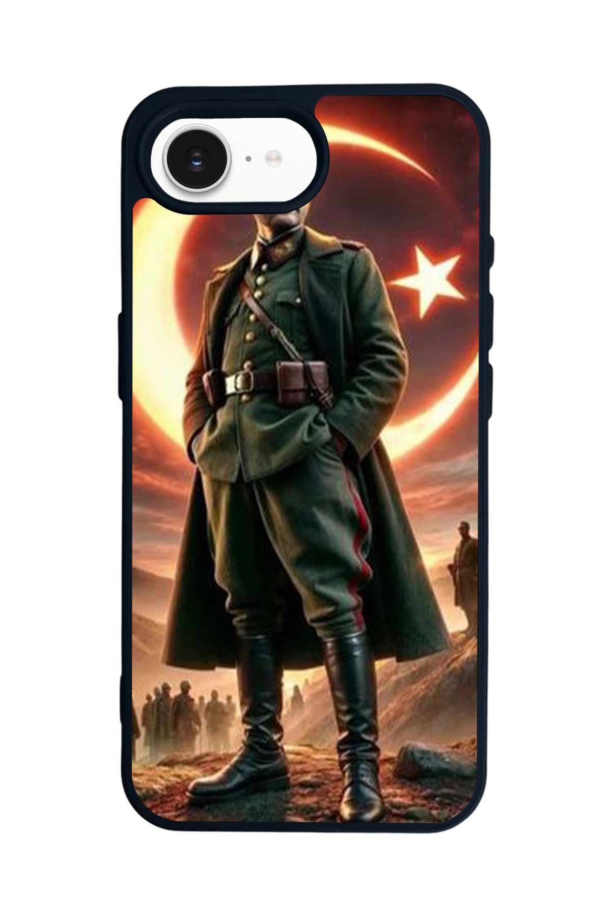 Aksel Kılıf Apple iPhone 16e Uyumlu Baskılı,Mat Siyah,Yumuşak Silikon,Koruyucu,Şok Emici Kapak,Kılıf