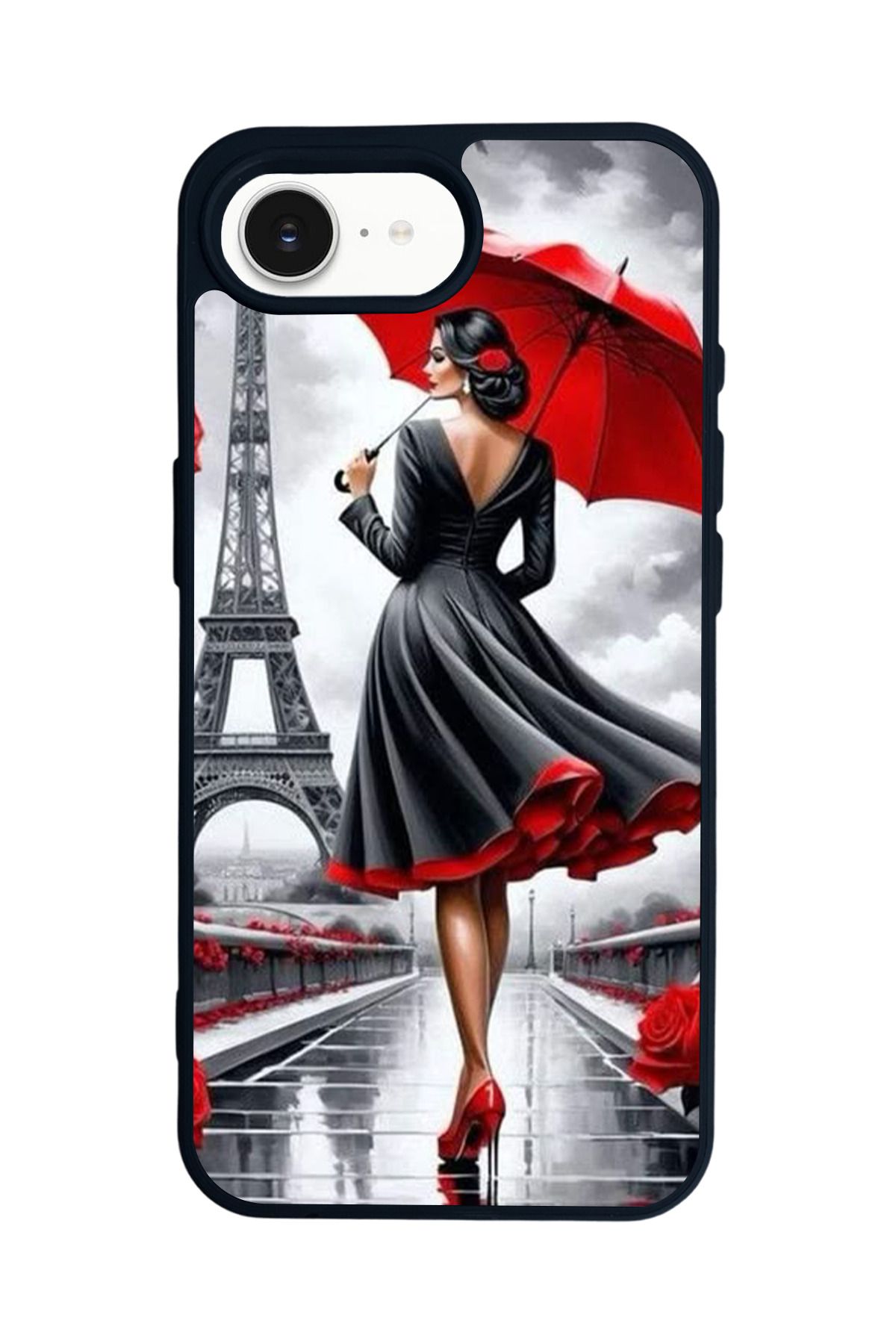 Aksel Kılıf Apple iPhone 16e Uyumlu Baskılı,Mat Siyah,Yumuşak Silikon,Koruyucu,Şok Emici Kapak,Kılıf