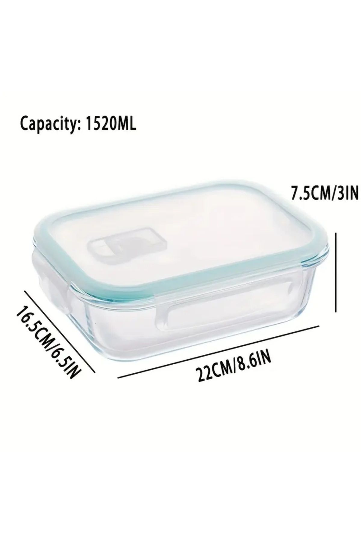 CİHO 1520 ml Cam Kilitli Vakumlu Dikdörtgen Hava Geçirmez Kapaklı Saklama Kabı
