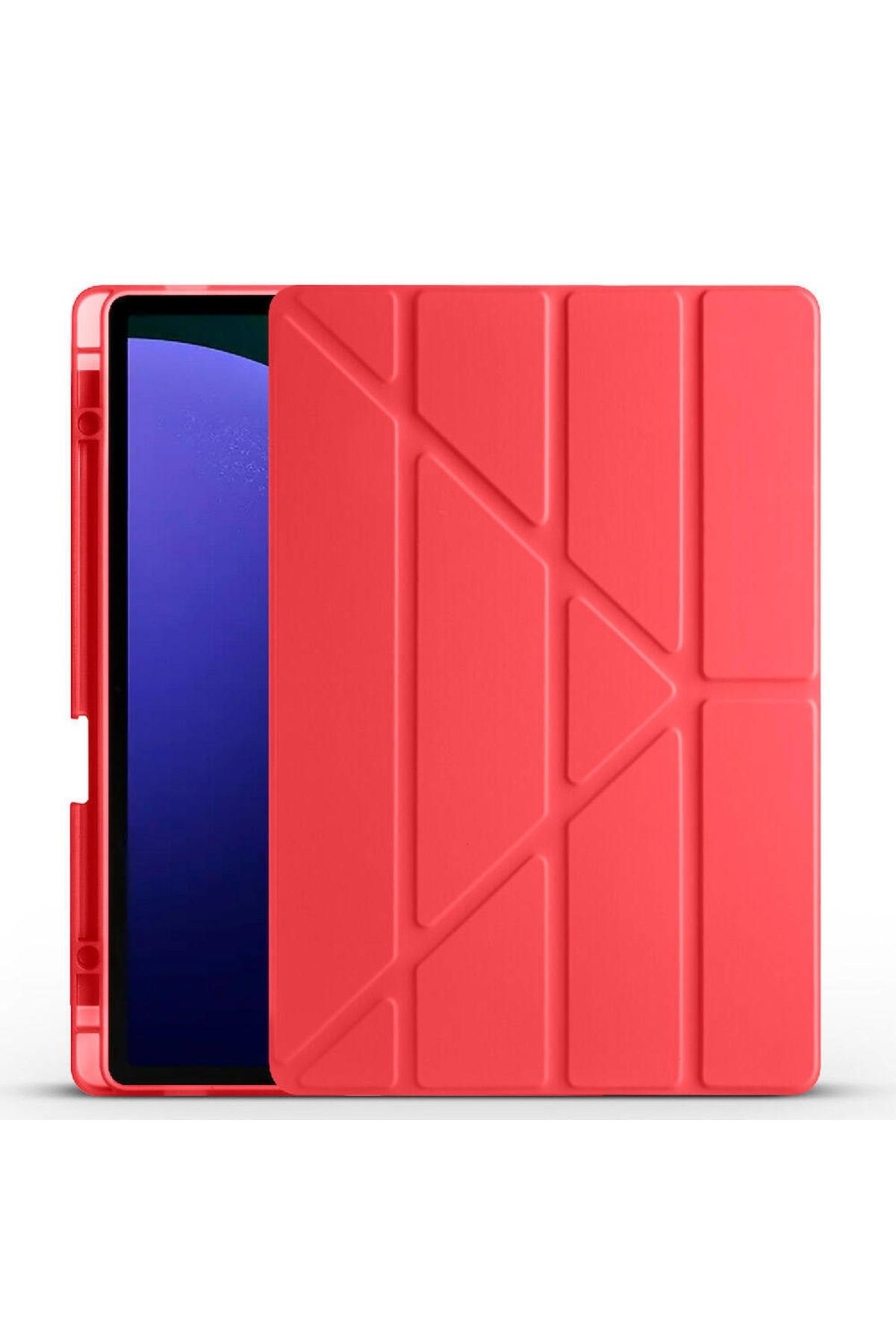 Megafox Teknoloji Samsung Galaxy Tab S9 Plus Uyumlu Tablet Kılıfı Tri Folding Kalem Bölmeli Kılıf