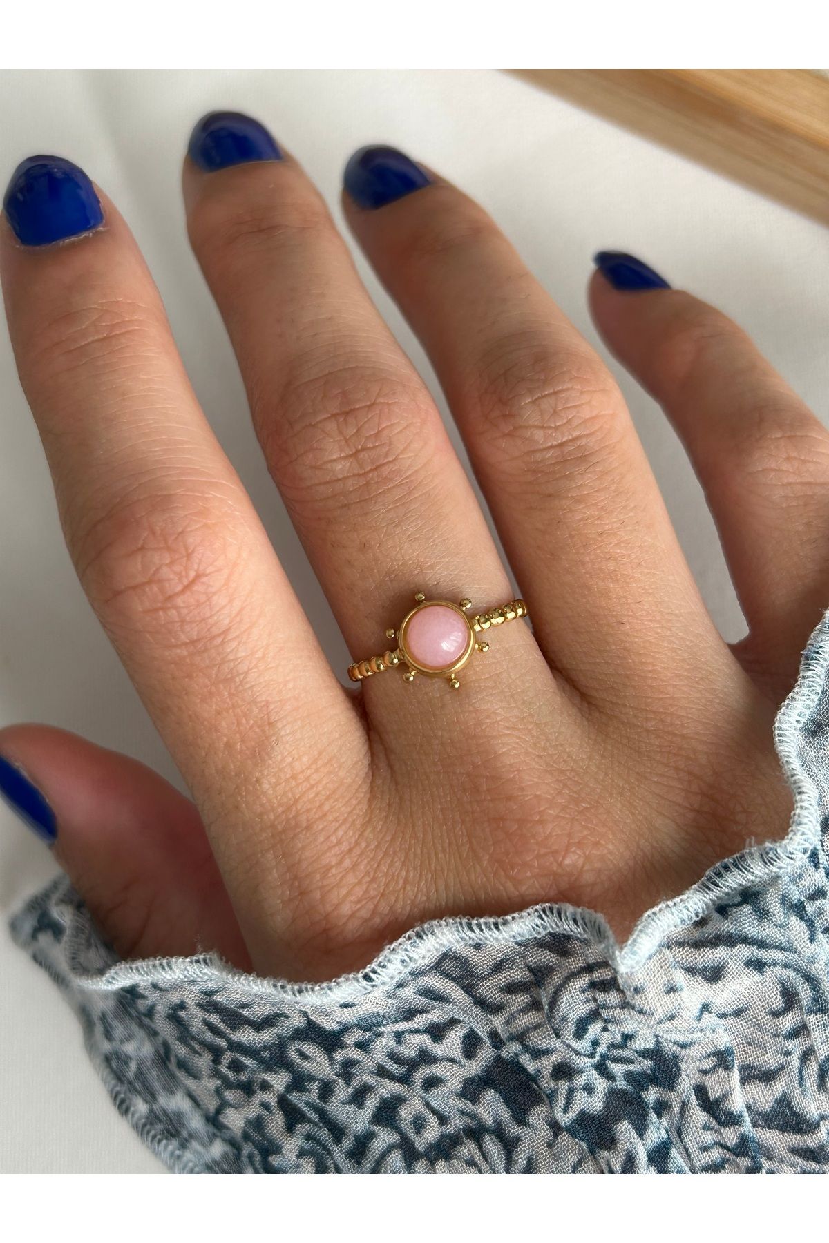 ringbox Çelik Kararmaz Pembe Taşlı Yüzük