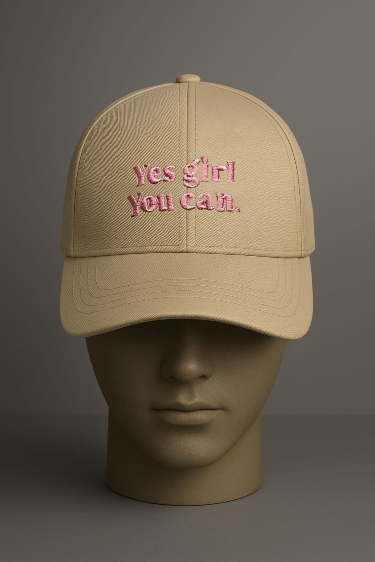 mieraedesign Mierae Kadın Pembe Yazılı Krem Şapka