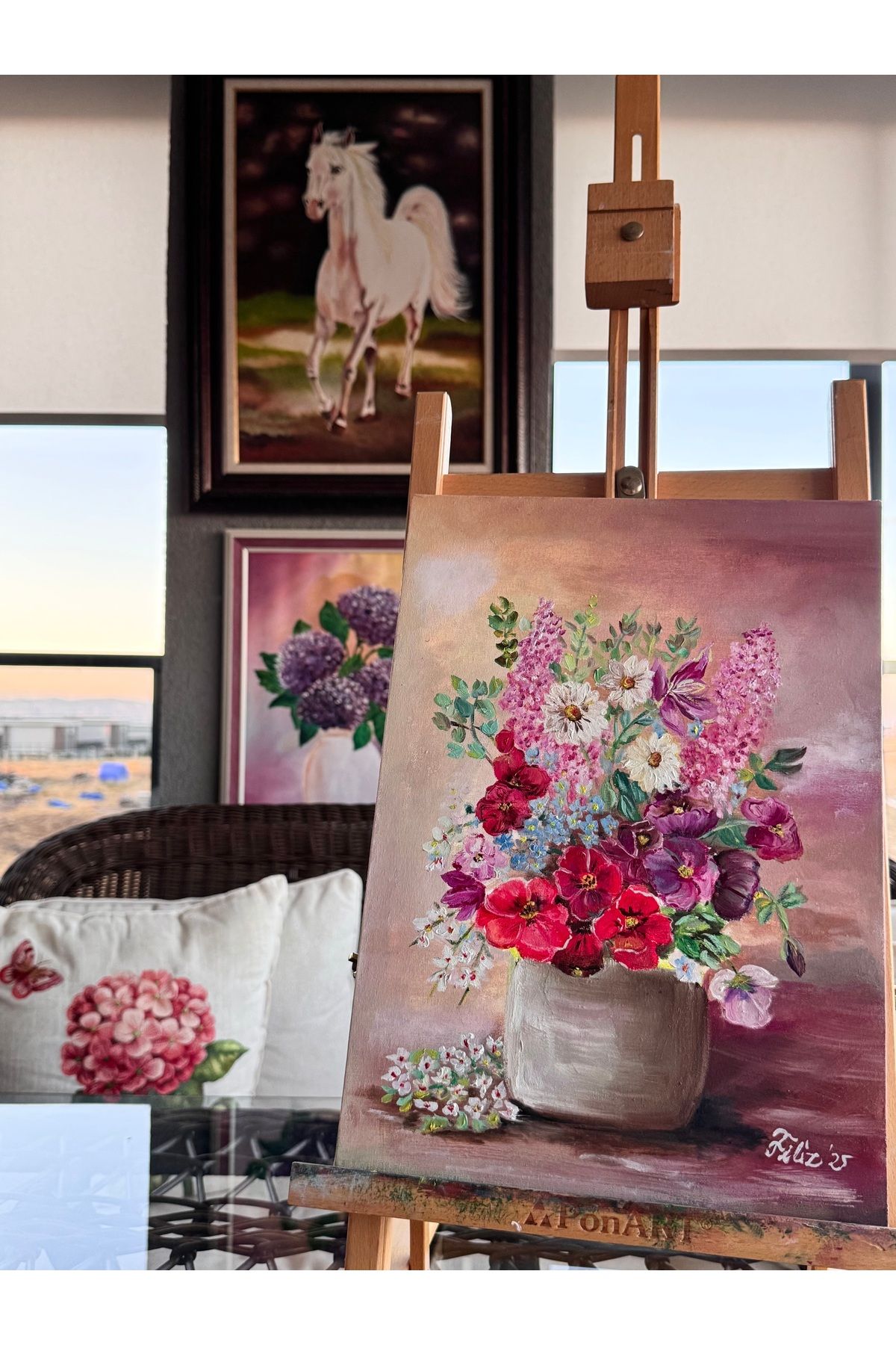 luluavizem sinem semiz Luluavizem 30x40 Gerçek Yağlıboya Tablo çiçek Konseptli Duvar Aksesuar Salon Mutfak Balkon Süs