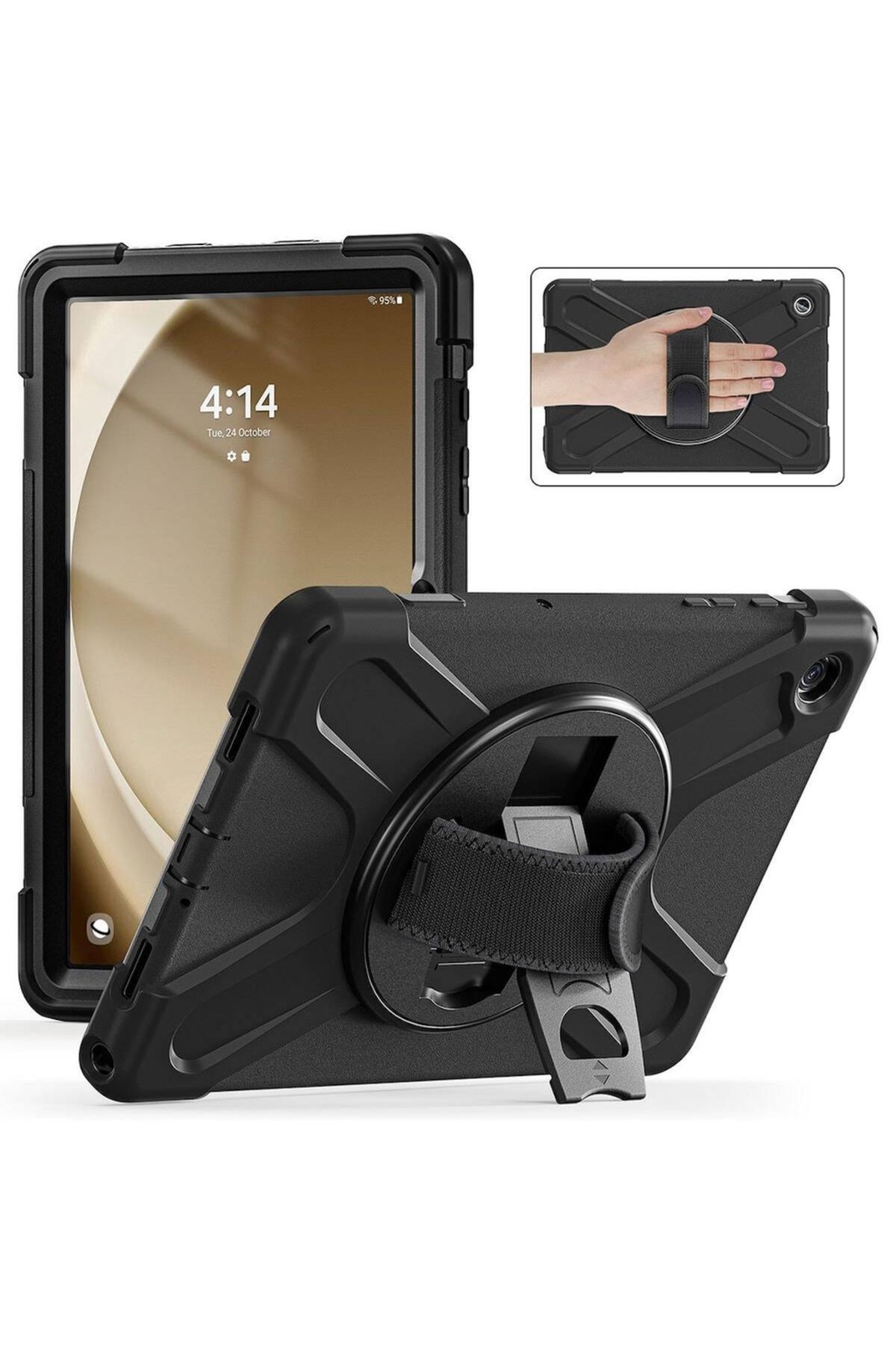 Megafox Teknoloji Samsung Galaxy Tab A9 Plus Uyumlu Tablet Kılıfı Sert PC Zırhlı Defender Kılıf