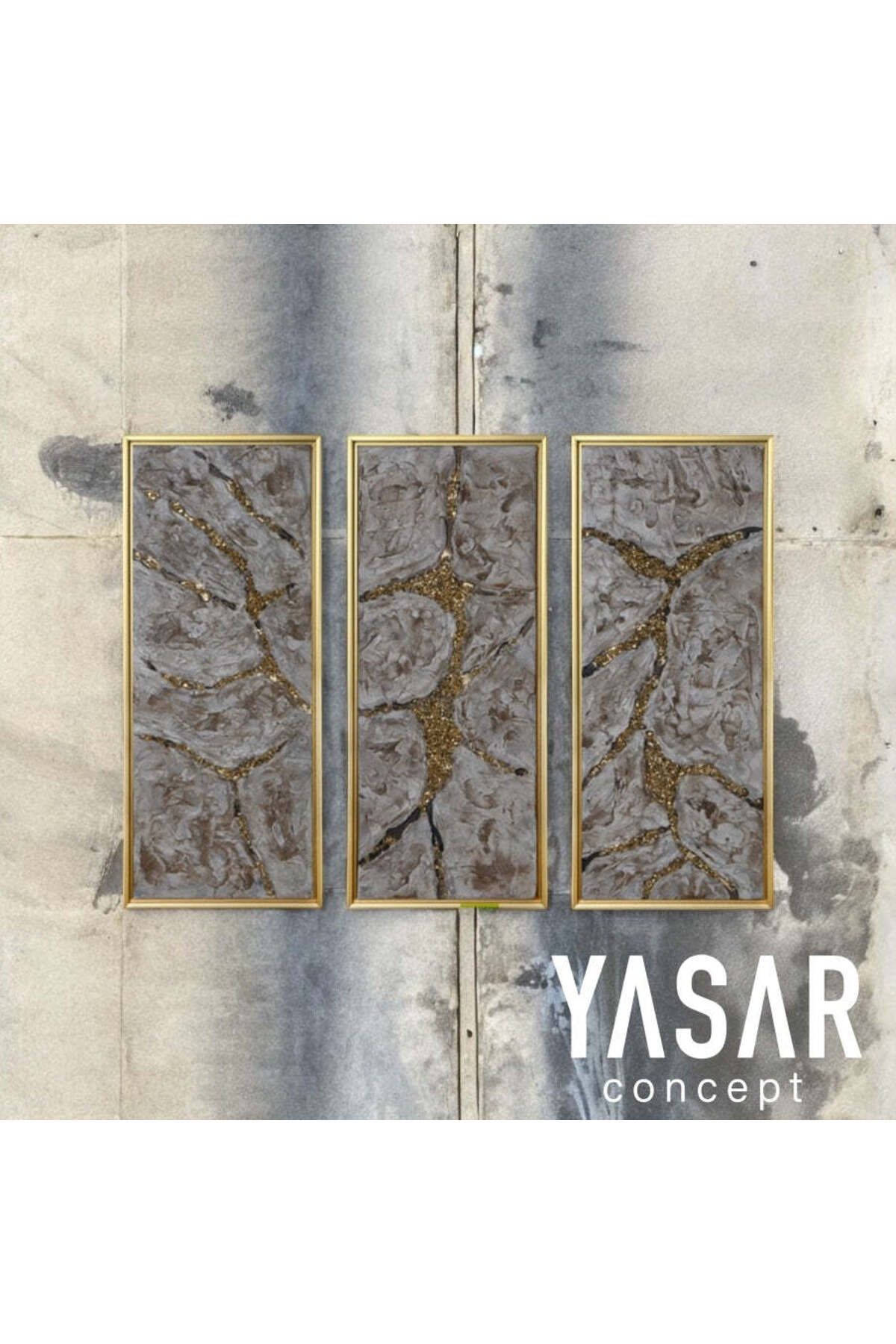 YSR CONCEPT Veined Earth Triptych El Yapımı Tablo
