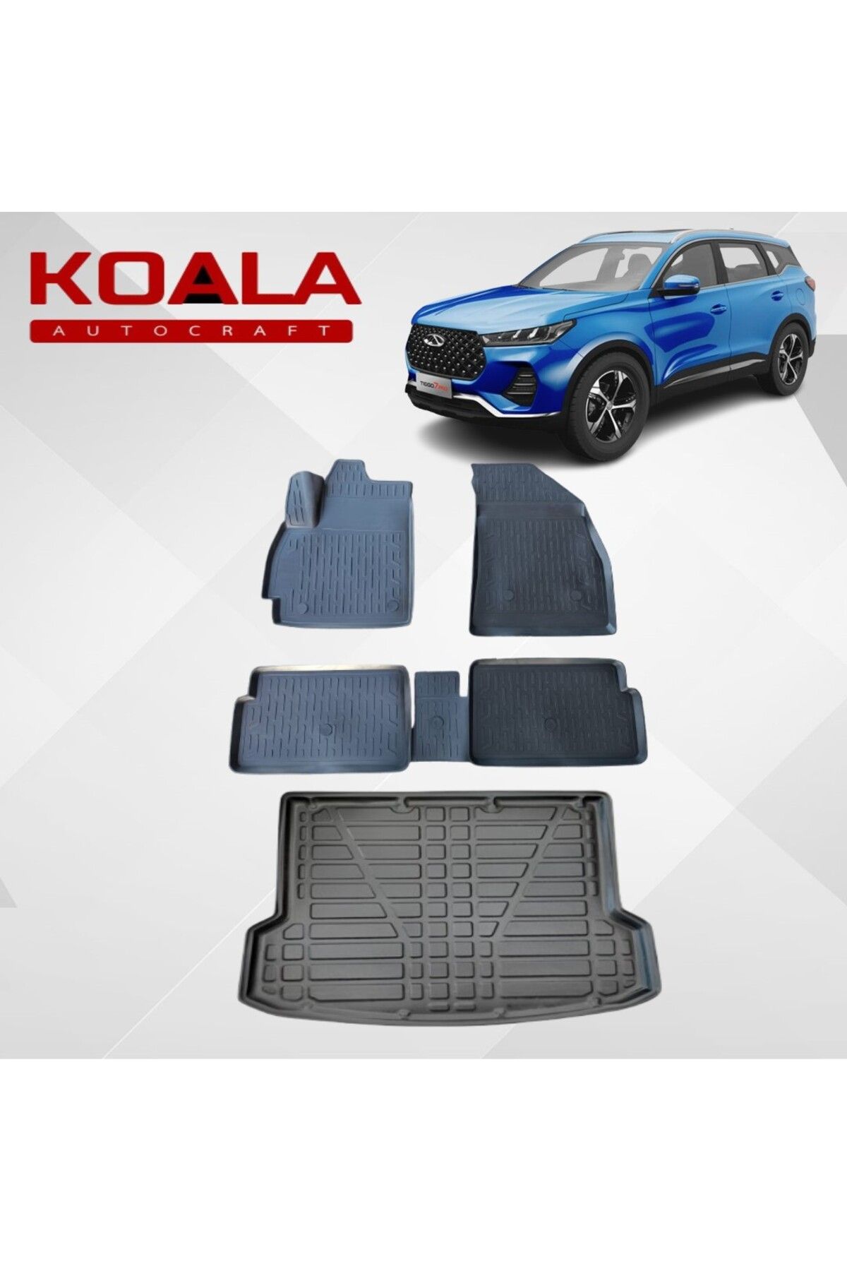 KoalaOtoTekstil Chery Tiggo 7 Pro (2022+..) Ile Uyumlu - Araca Özel Paspas ve Bagaj Havuzu