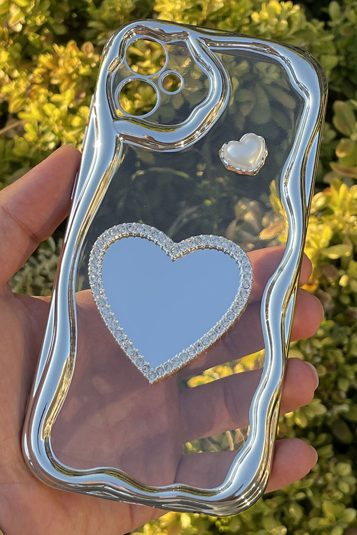 CEPSTOK Samsung Galaxy A05 Kılıf Gümüş Taşlı Darbe Önleyici Silikon Kapak