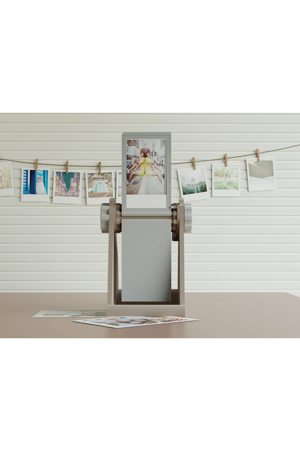 Mini Fotoğraf Çerçevesi Albümü Çevirmeli Stand 3D Baskı İsim Yazılabilir Dikey Rolodex Albüm Standı