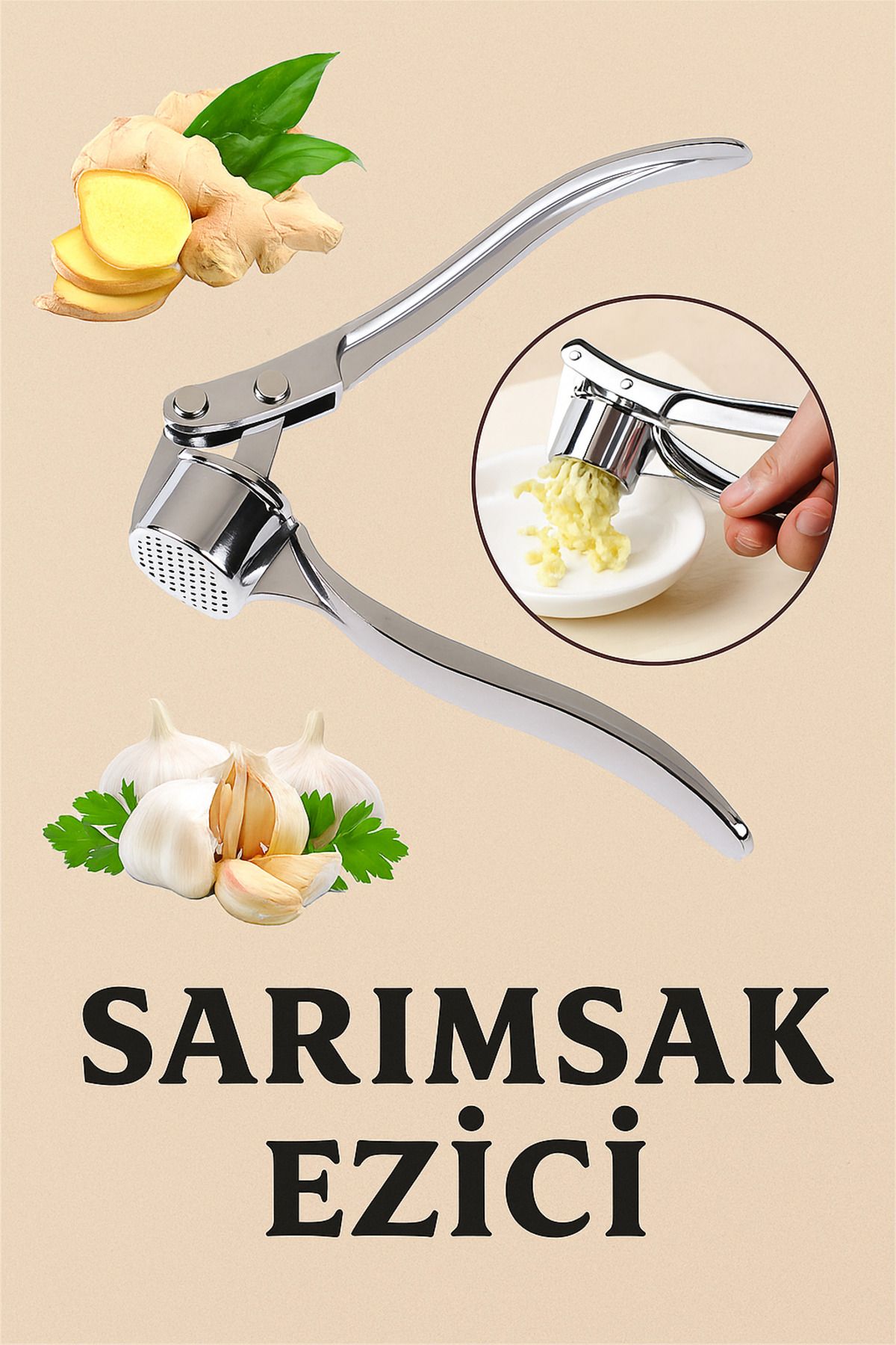 Stile Cucina Paslanmaz Çelik Sarımsak ve Zencefil Ezici – Ergonomik Tasarım, Pratik Mutfak Gereci