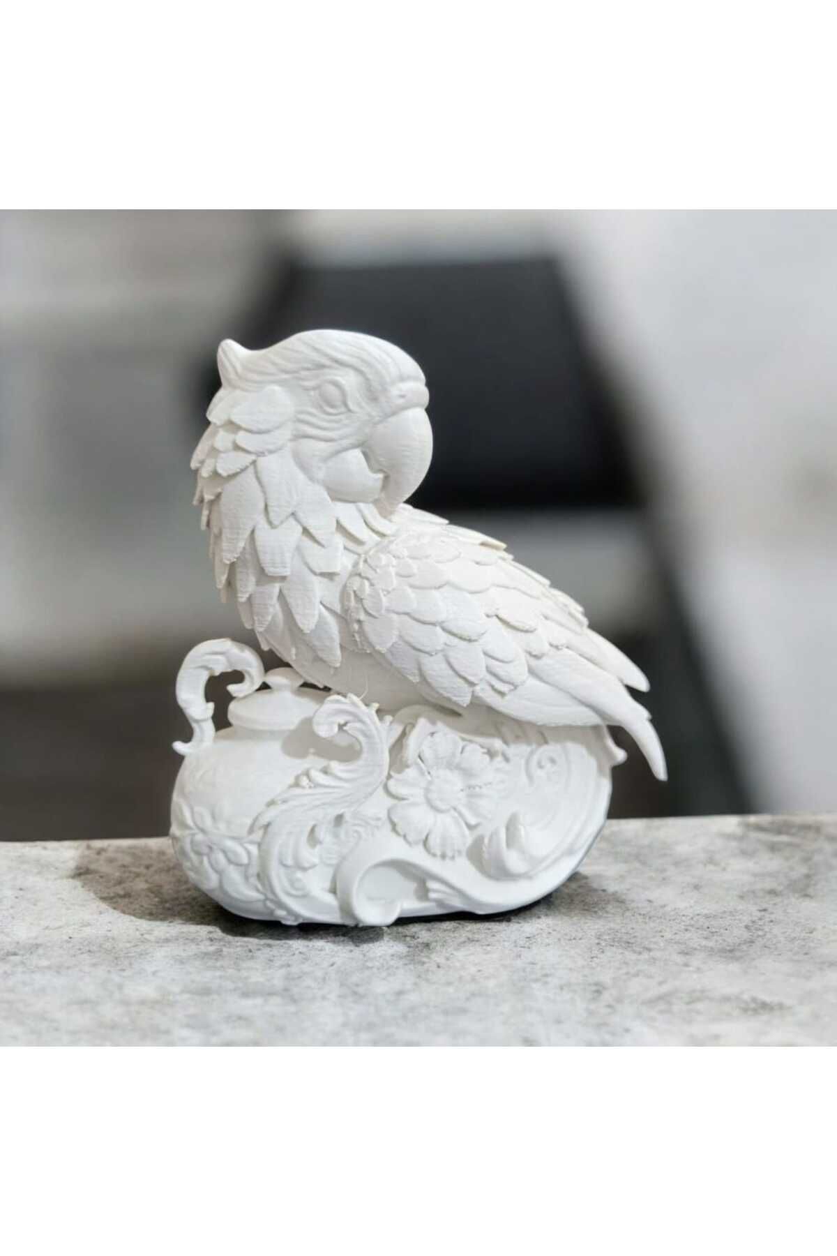Hediyehanem Papağan Biblo Dekoratif Kuş Heykeli Masaüstü ve Ev Dekoru dekoratif obje 10x10x5 cm