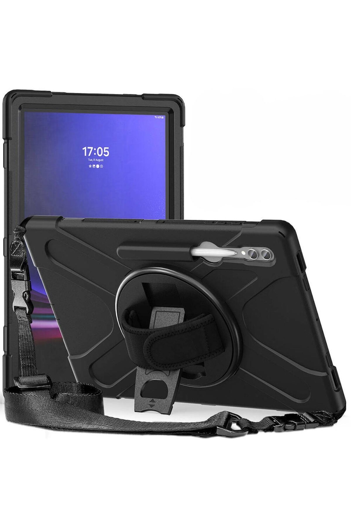 Megafox Teknoloji Samsung Galaxy Tab S9 Ultra X910 Uyumlu Tablet Kılıf Sert PC Zırhlı Defender Kılıf