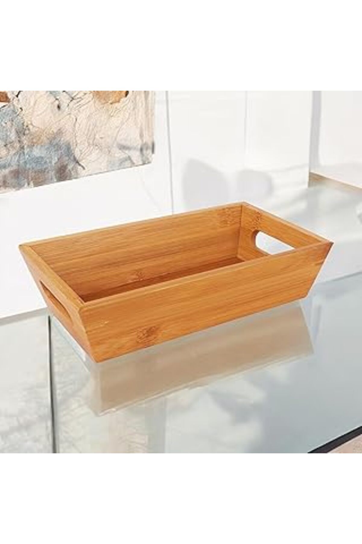 Mu Art Ahşap Bambu Ekmek Sepeti 23X13X7Cm, Bambu Ekmeklik, Bambu Ekmek Sunumluk